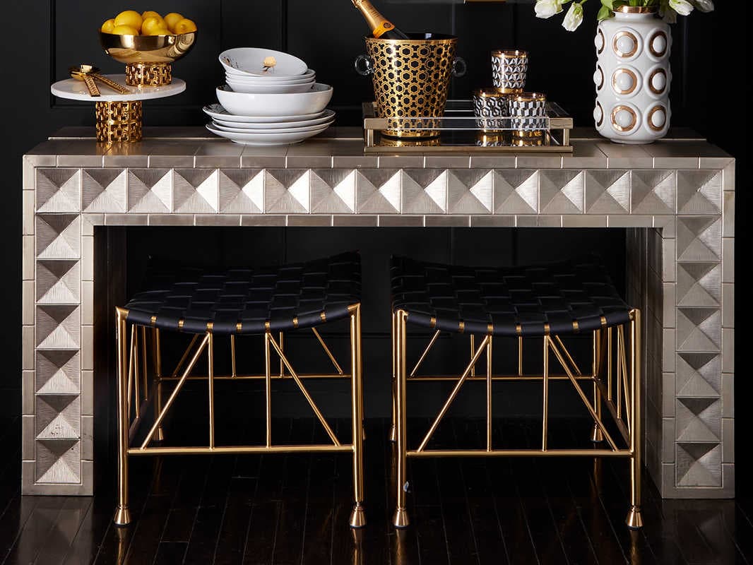 Jonathan Adler Talitha Rectangular Metal Nickel Console Table