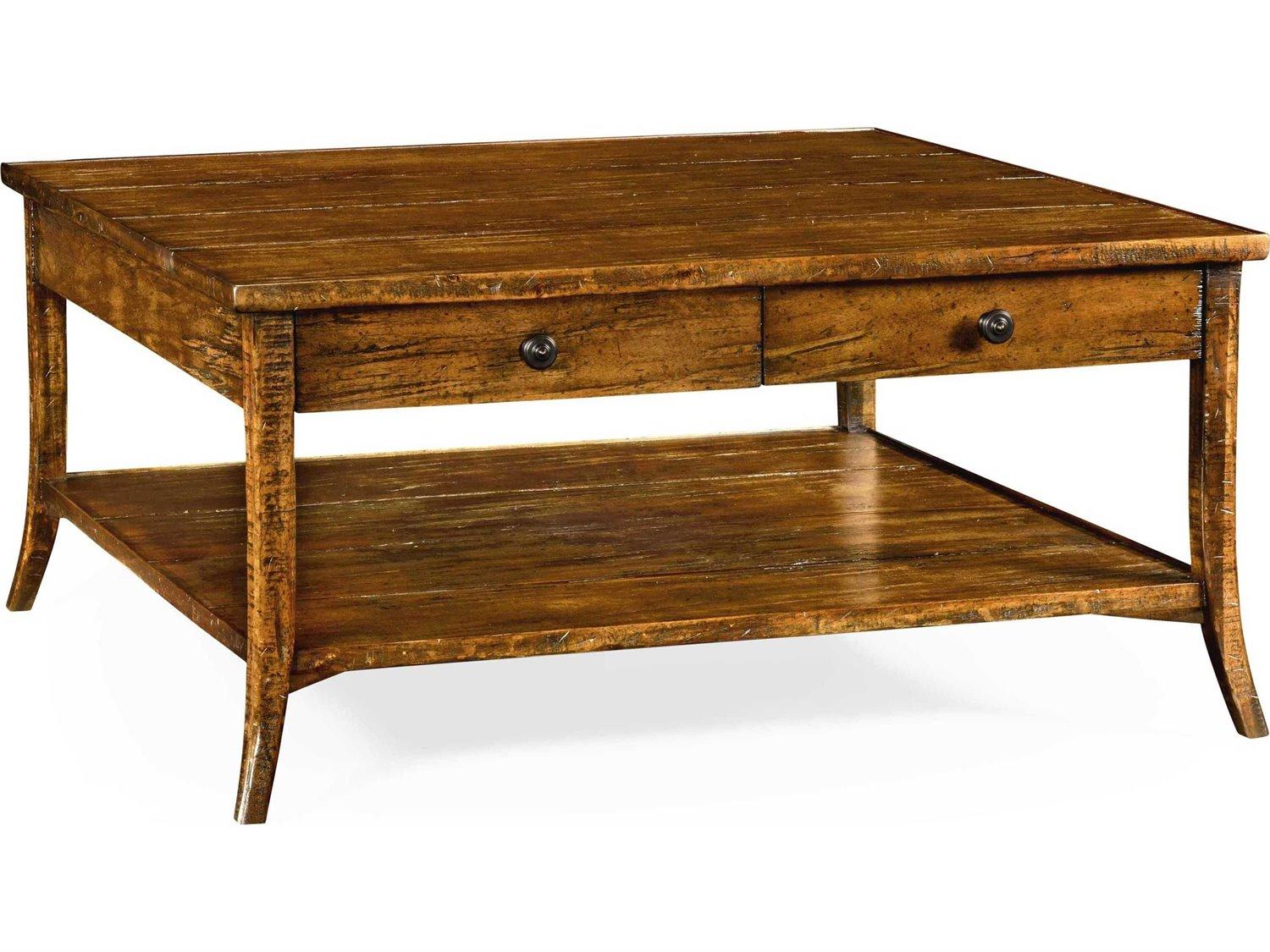 Jonathan Charles Casually Country Square Wood Farmhouse Walnut Coffee Table