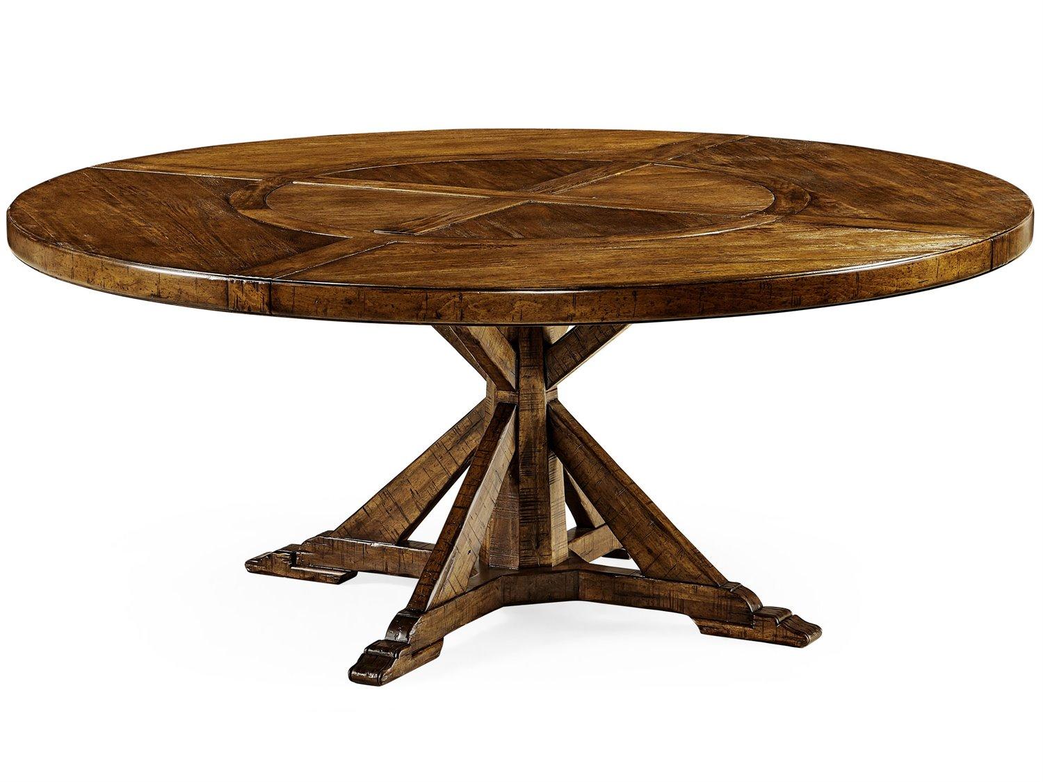 Jonathan Charles Jc Casual Accents Round Wood Country Farmhouse Walnut Dining Table