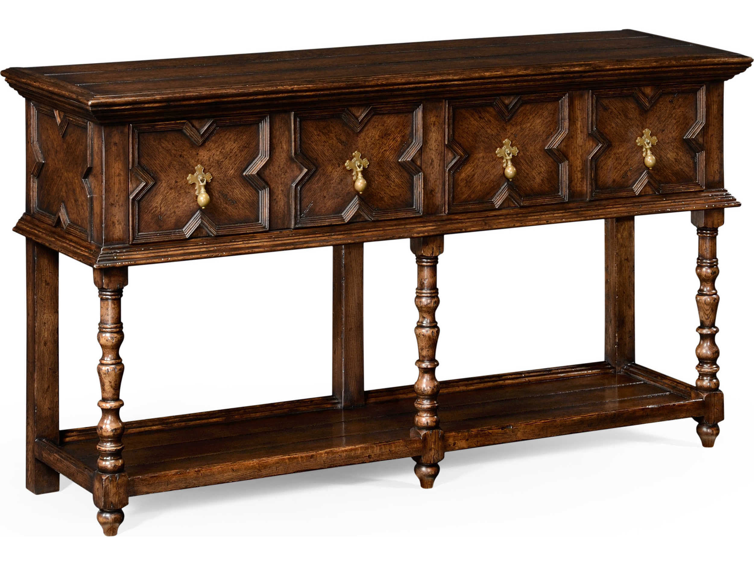 Jonathan Charles Sherwood Oak Wood Dark Brown Tudor Sideboard