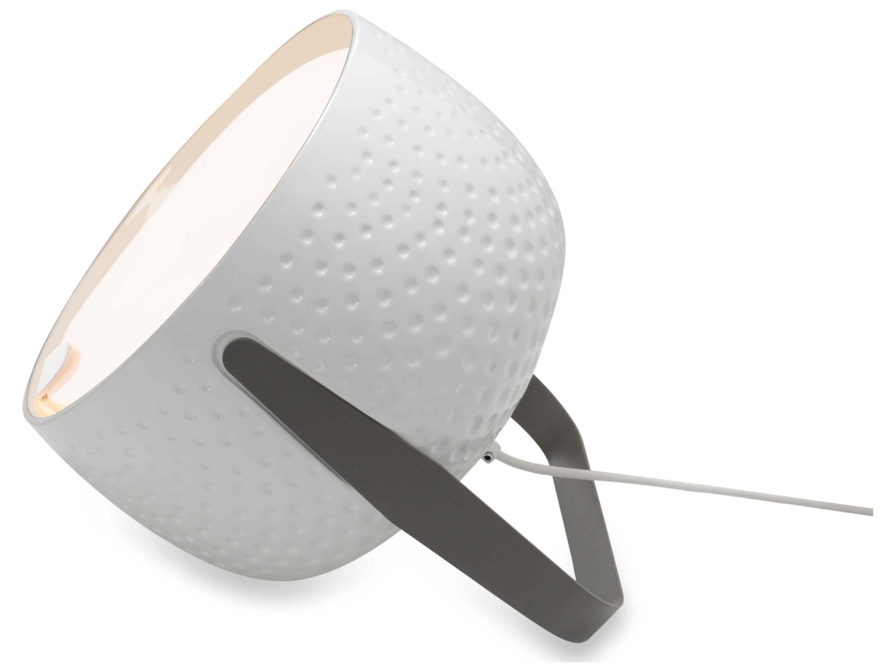 Karman Bag Glossy White Charcoal-Grey LED Gray Table Lamp