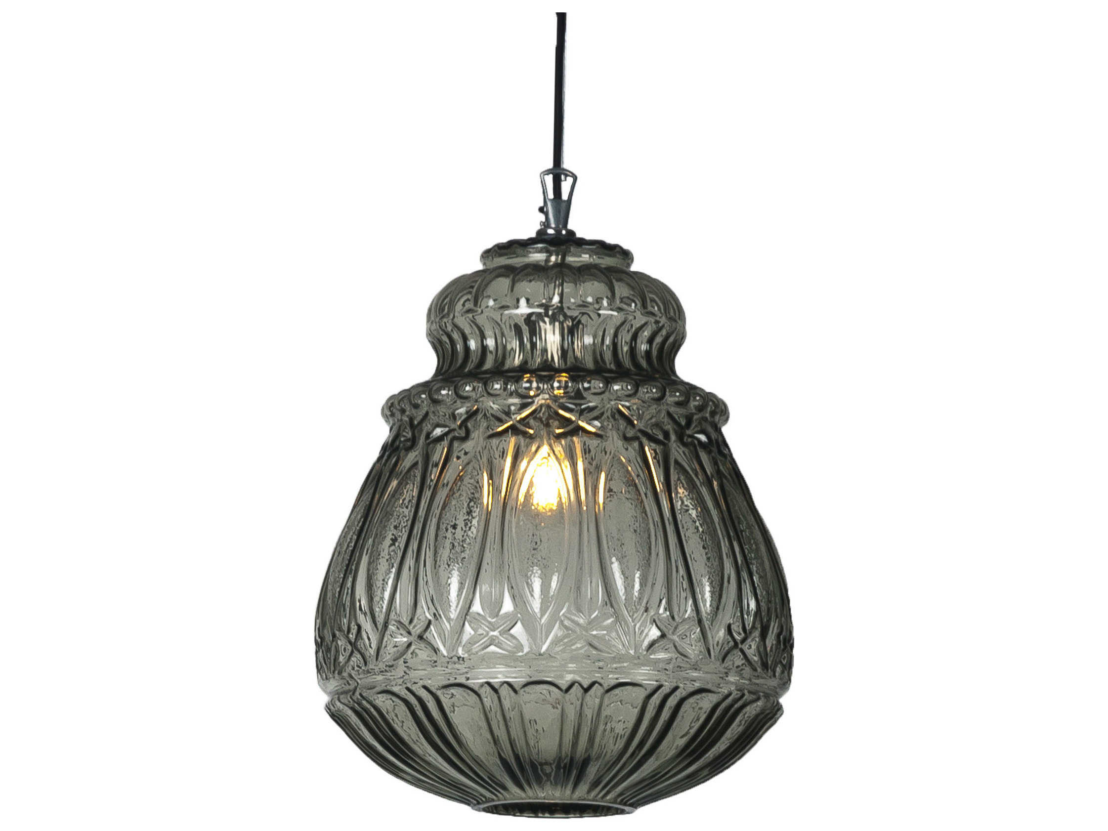 Karman Ginger 1-Light Smoked Gray Glass LED Geometric Mini Pendant