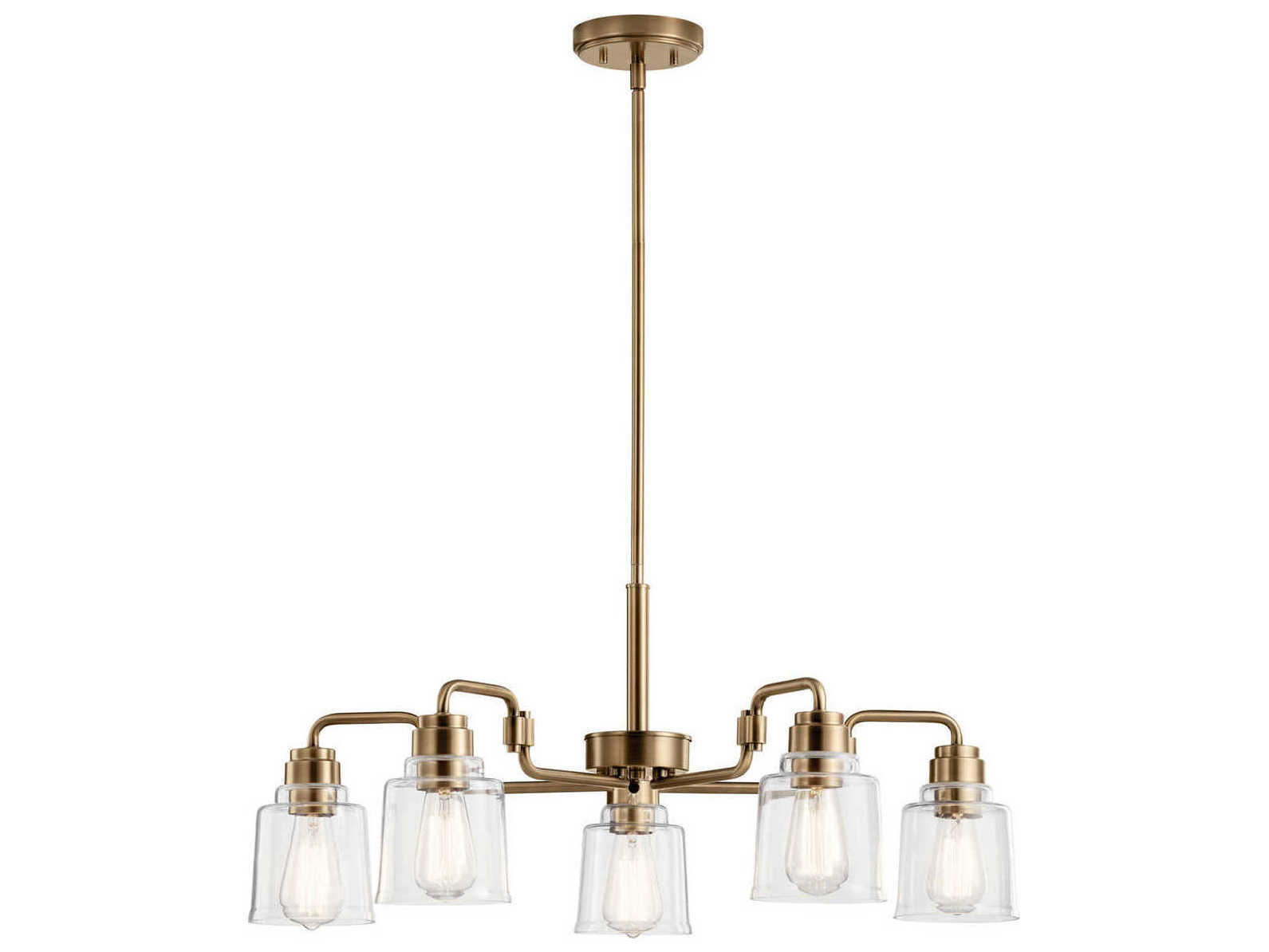 Kichler Aivian 5-Light Weathered Brass Glass Bell Geometric Chandelier