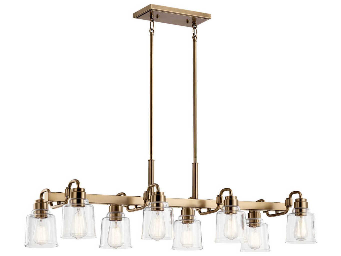 Kichler Aivian 8-Light Weathered Brass Glass Bell Geometric Island Pendant