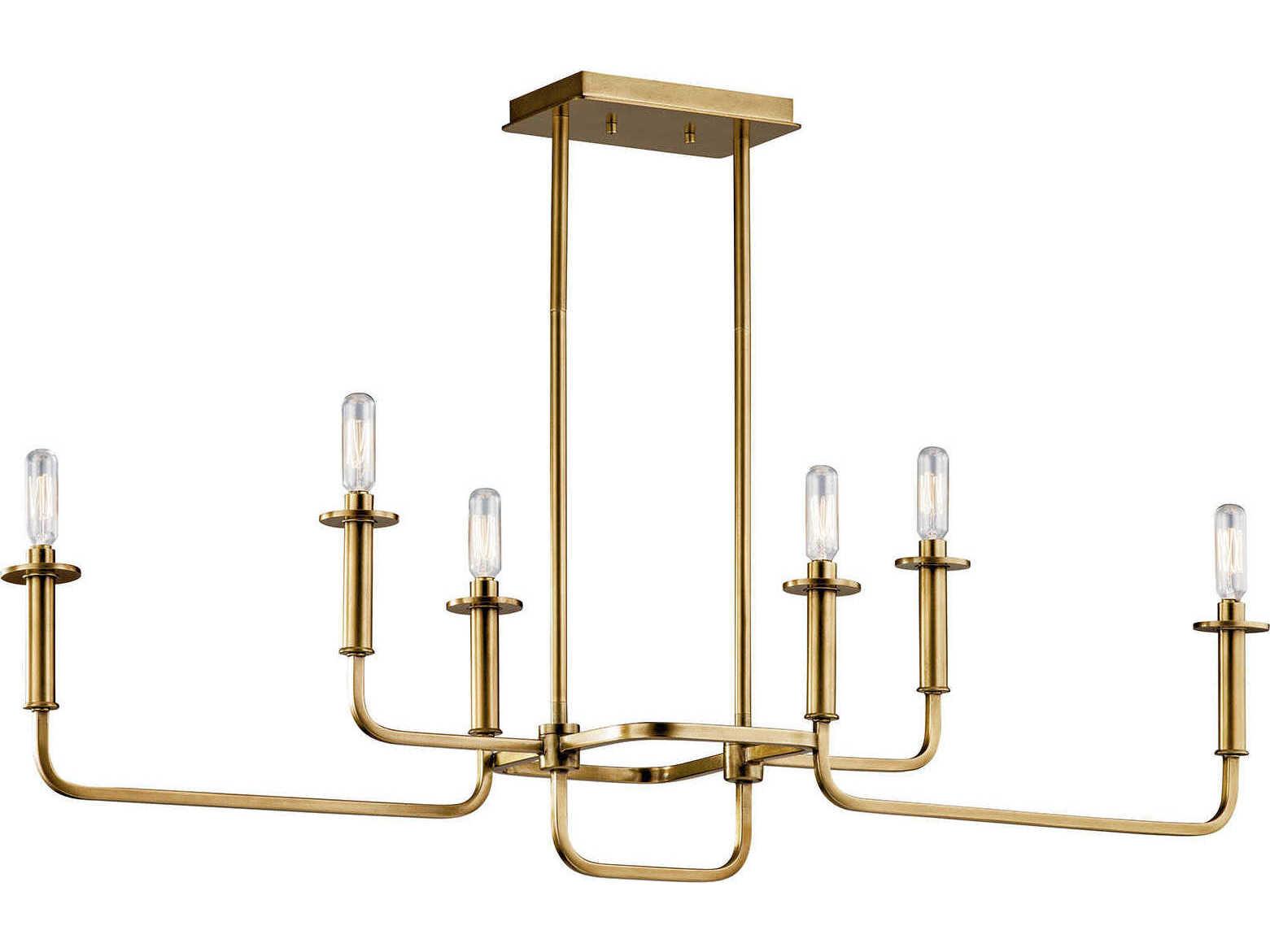 Kichler Alden 6-Light Natural Brass Linear Island Pendant