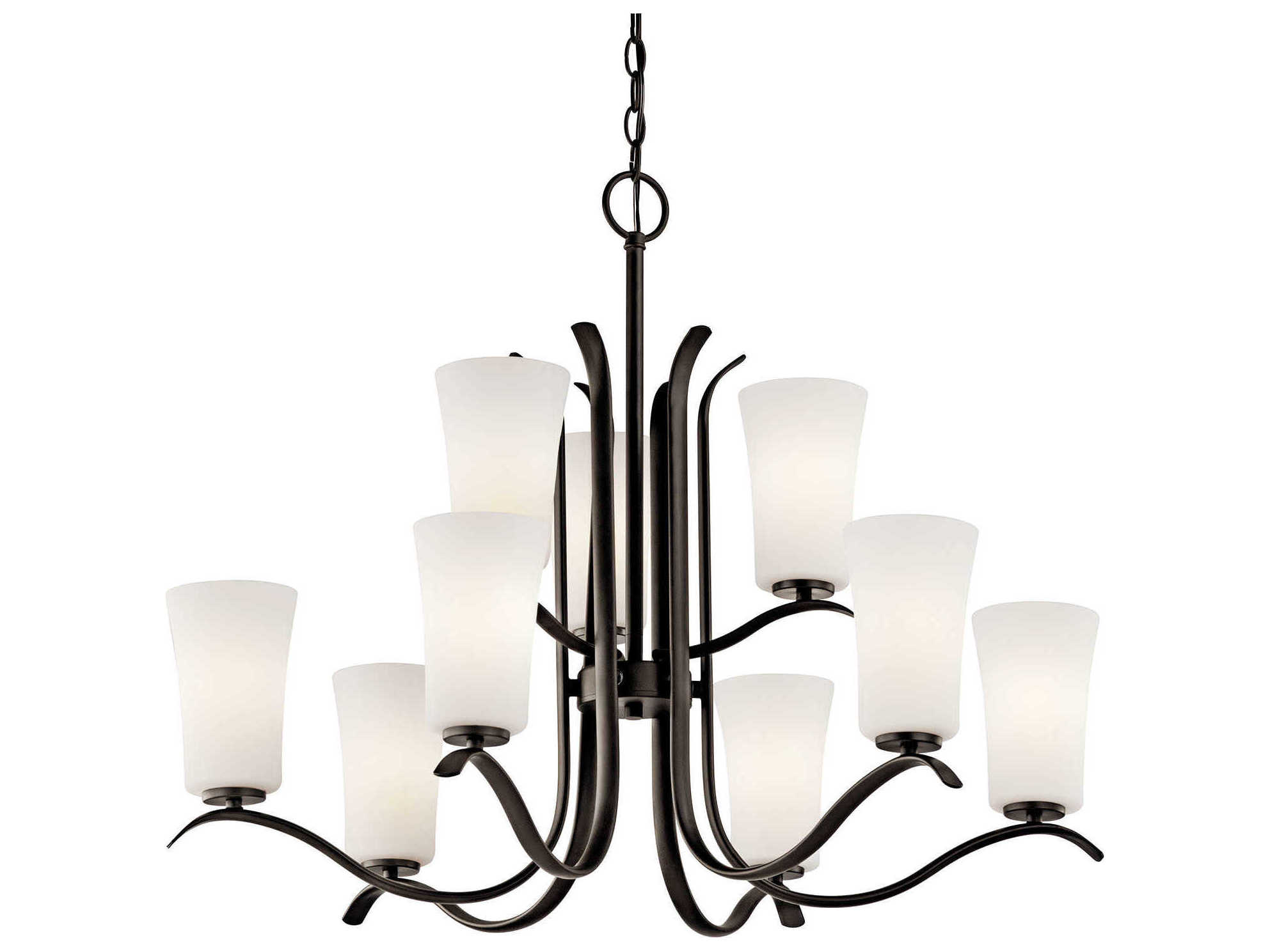 Kichler Armida 9-Light Olde Bronze Glass Bell Round Chandelier