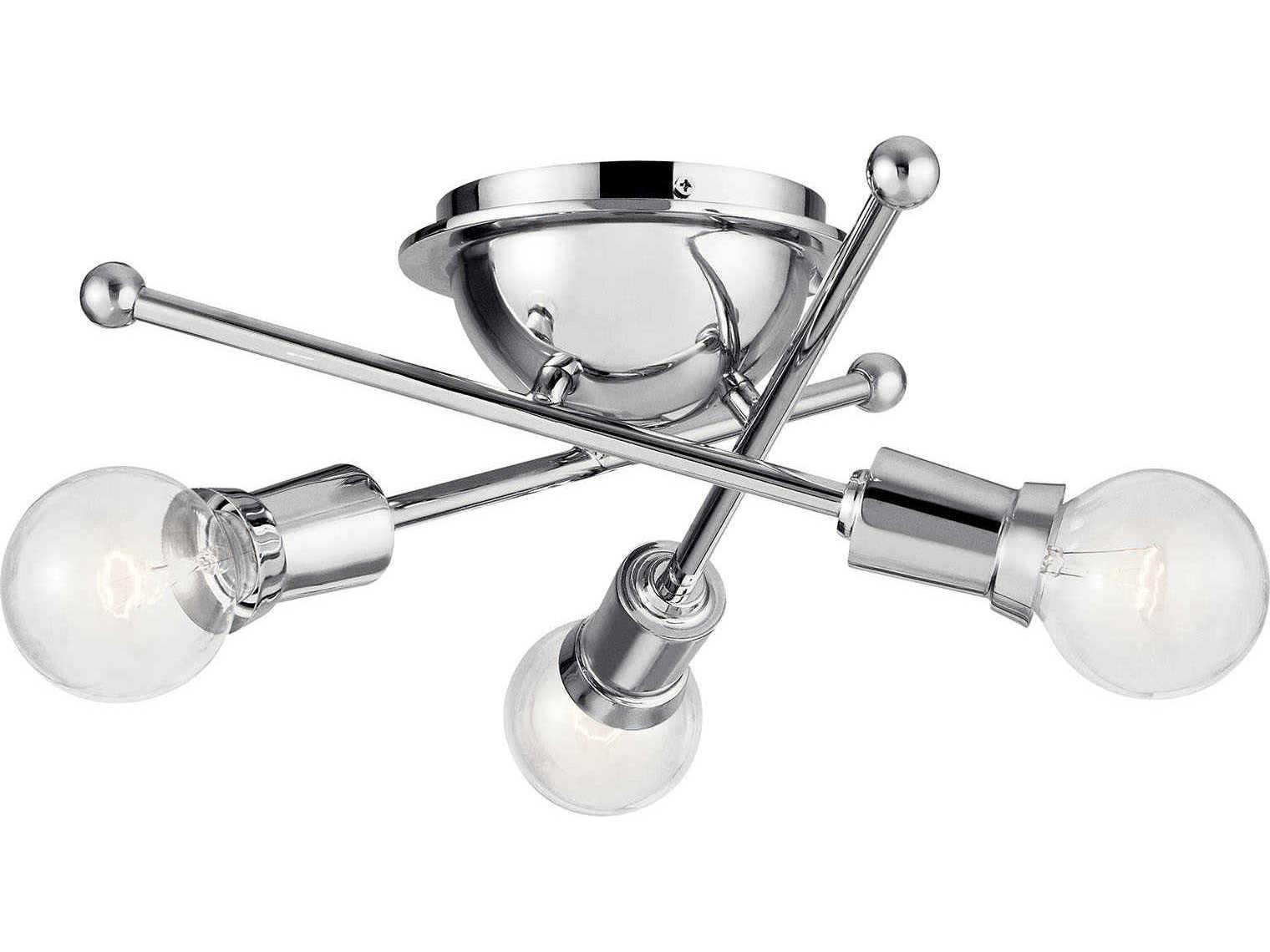 Kichler Armstrong 3-Light Chrome Globe Sputnik Flush Mount