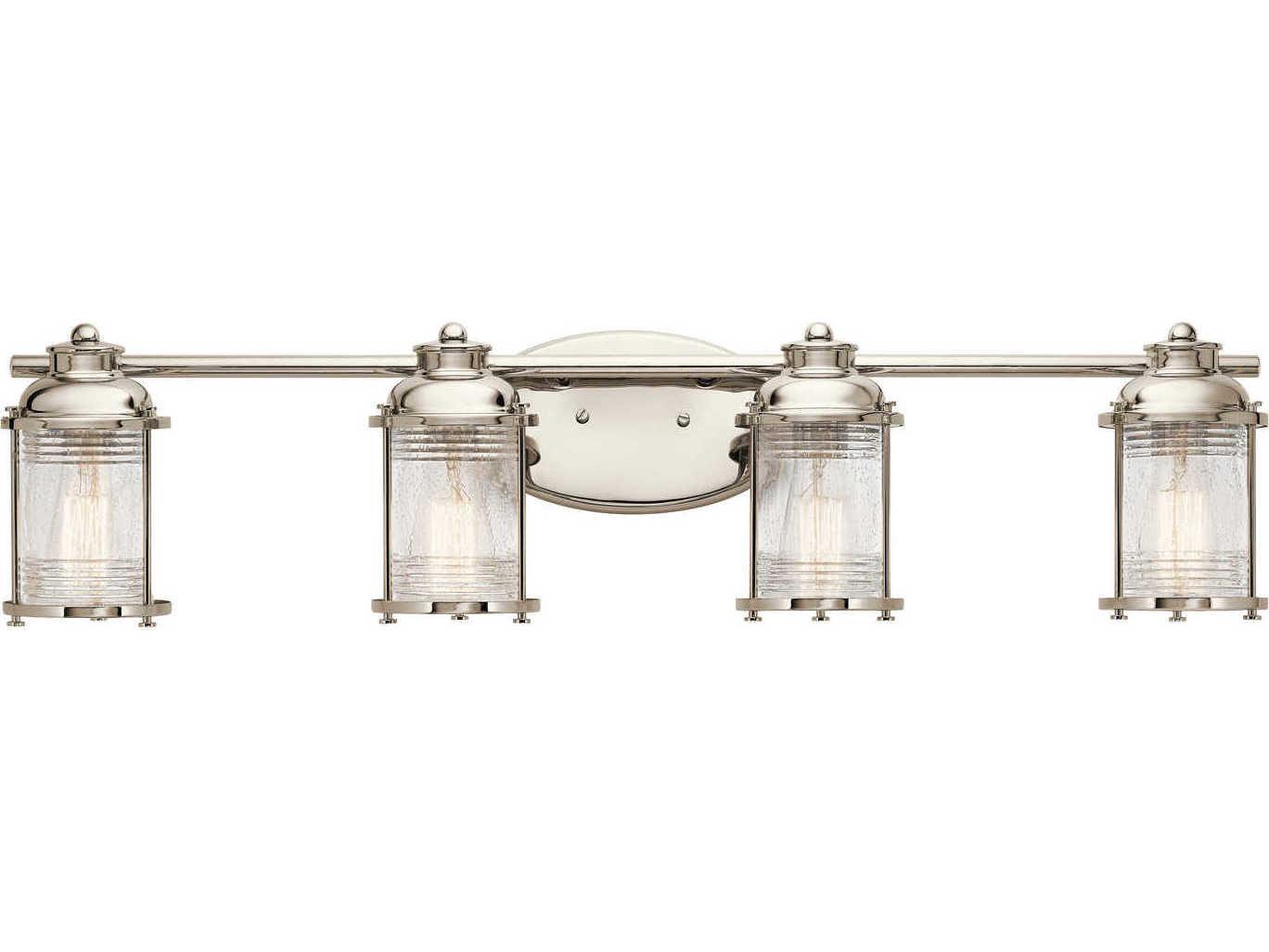 Kichler Ashland Bay 4-Light Polished Nickel Glass Vanity Light