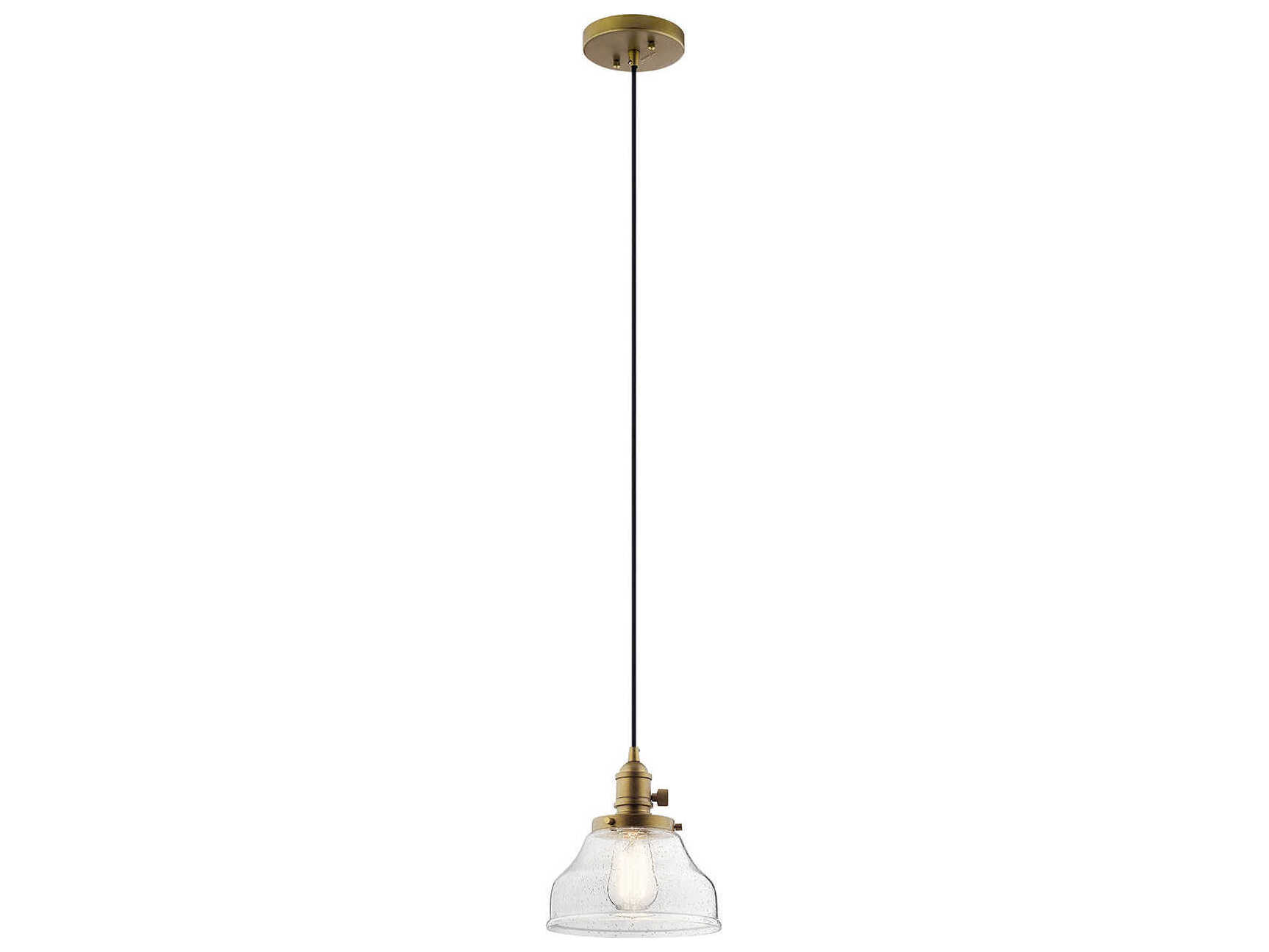 Kichler Avery 1-Light Natural Brass Glass Dome Round Mini Pendant