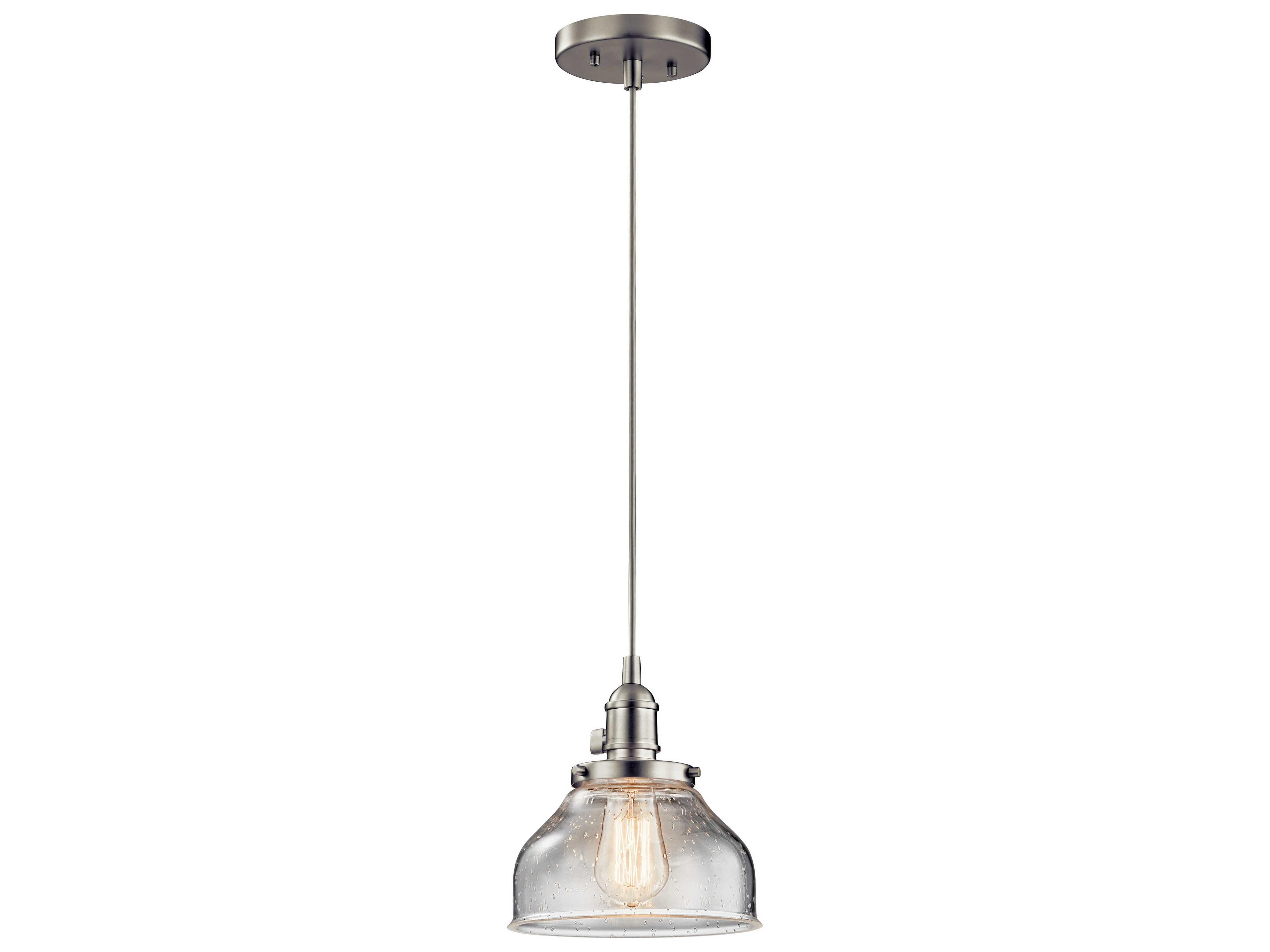 Kichler Avery 1-Light Brushed Nickel Glass Dome Round Mini Pendant