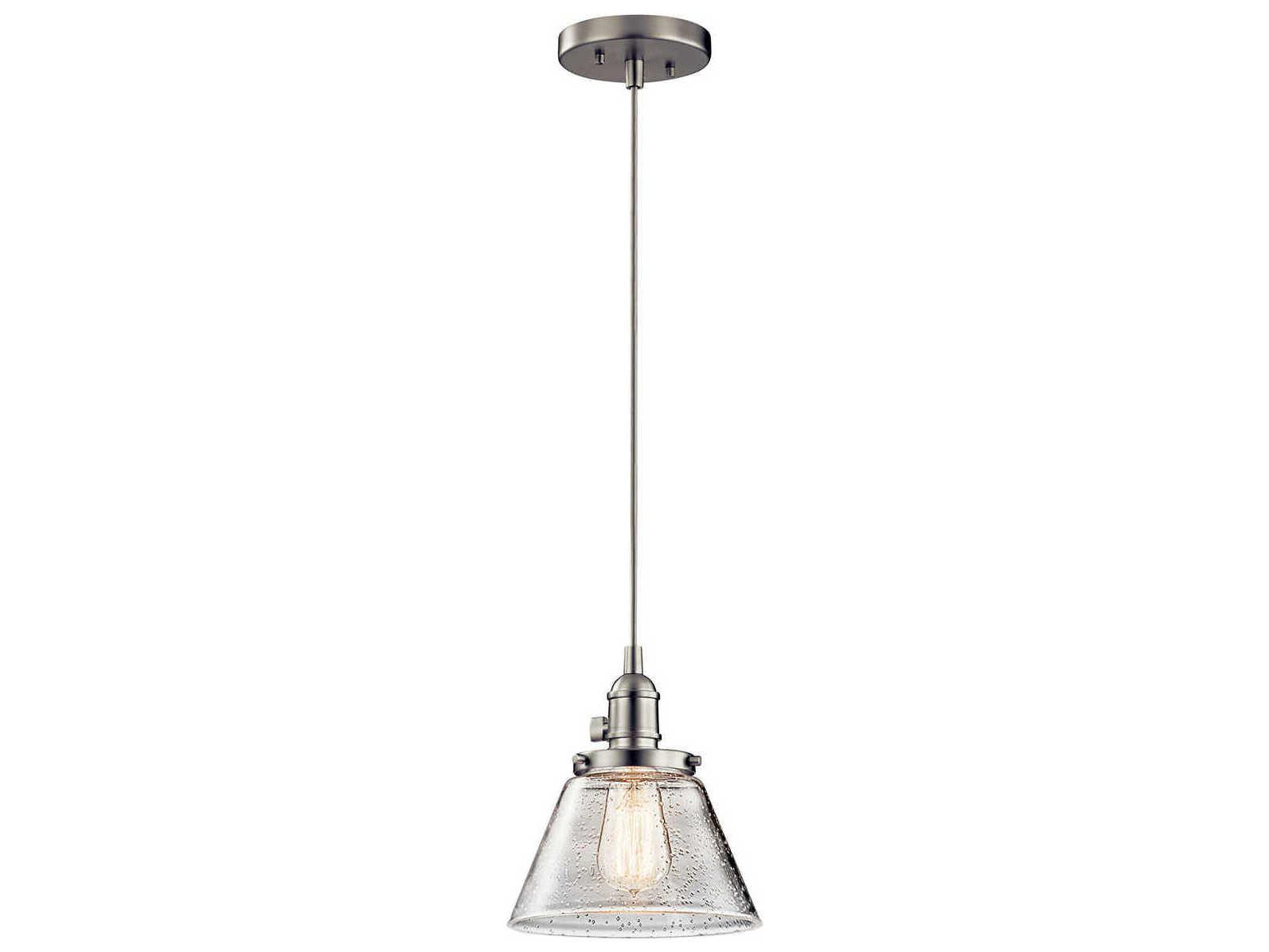 Kichler Avery 1-Light Brushed Nickel Glass Dome Round Mini Pendant