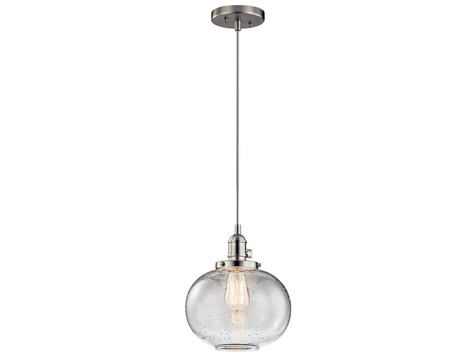 Kichler Avery 1-Light Brushed Nickel Glass Globe Round Mini Pendant