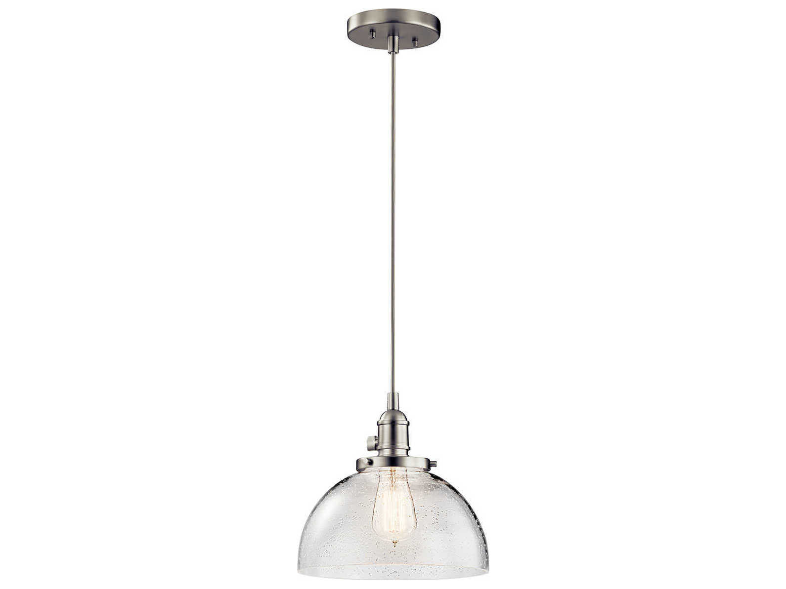 Kichler Avery 1-Light Brushed Nickel Glass Dome Round Mini Pendant