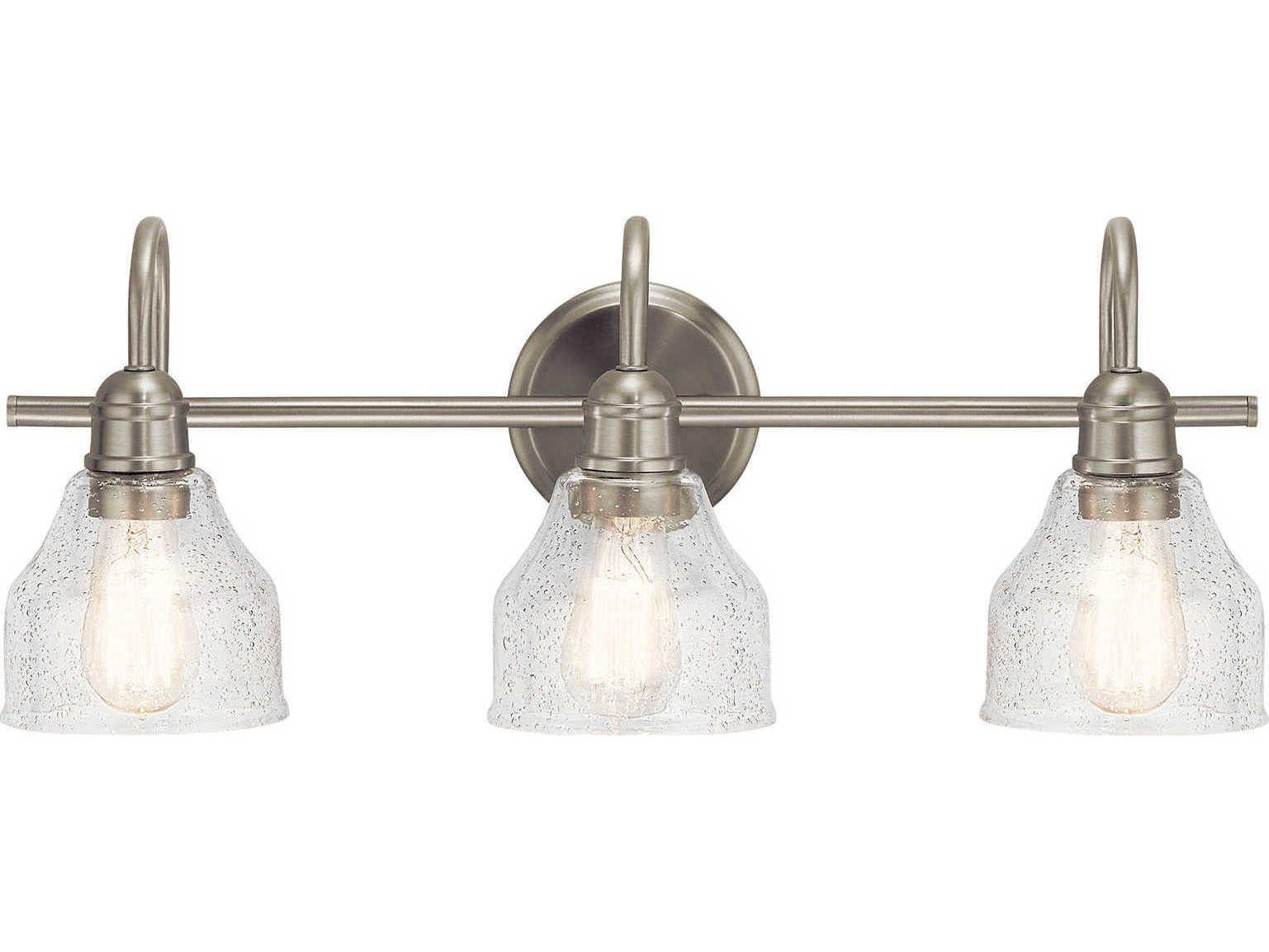 Kichler Avery 3-Light Brushed Nickel Glass Vanity Light