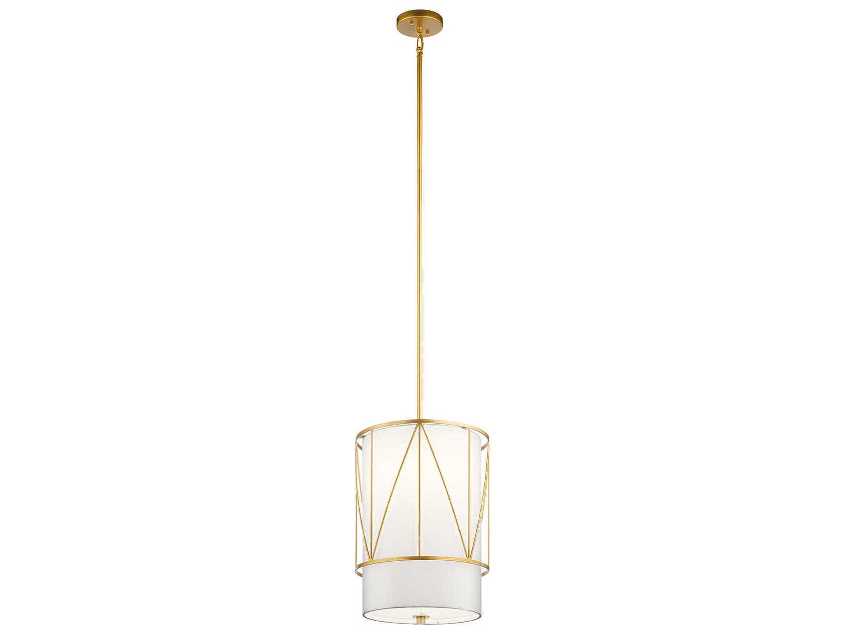 Kichler Birkleigh 1-Light Classic Gold Glass Cylinder Drum Mini Pendant