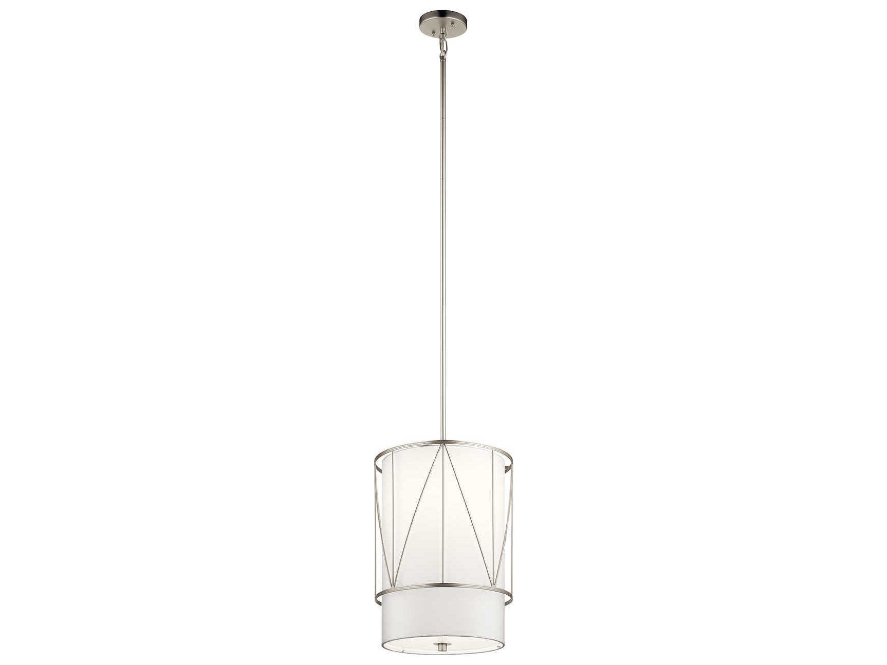 Kichler Birkleigh 1-Light Satin Nickel Glass Cylinder Drum Mini Pendant