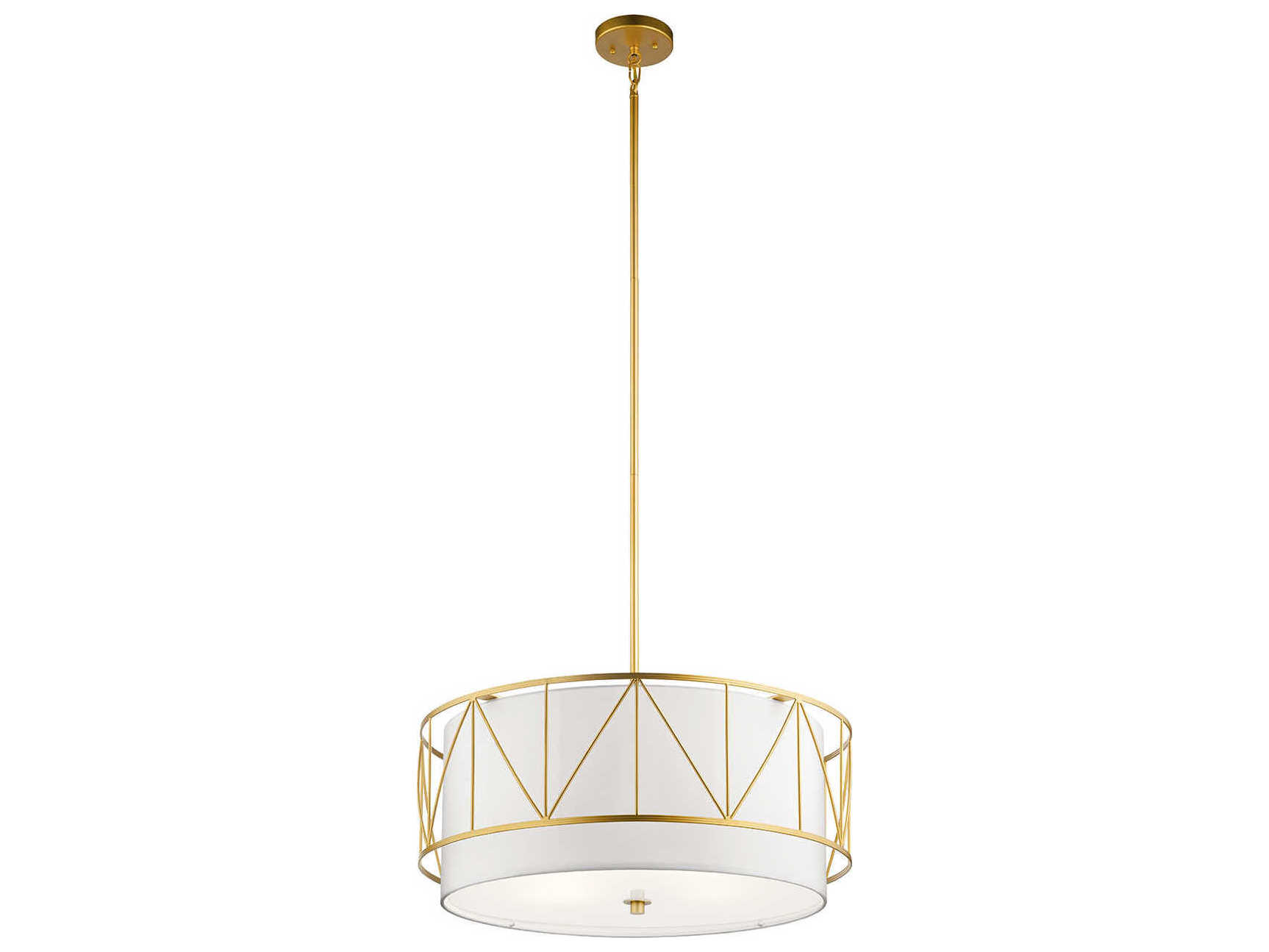 Kichler Birkleigh 4-Light Classic Gold Glass Cylinder Drum Pendant