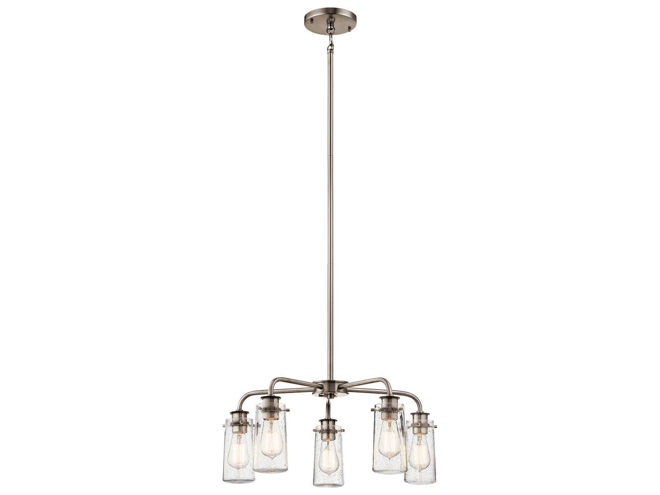 Kichler Braelyn 5-Light Classic Pewter Glass Cylinder Chandelier