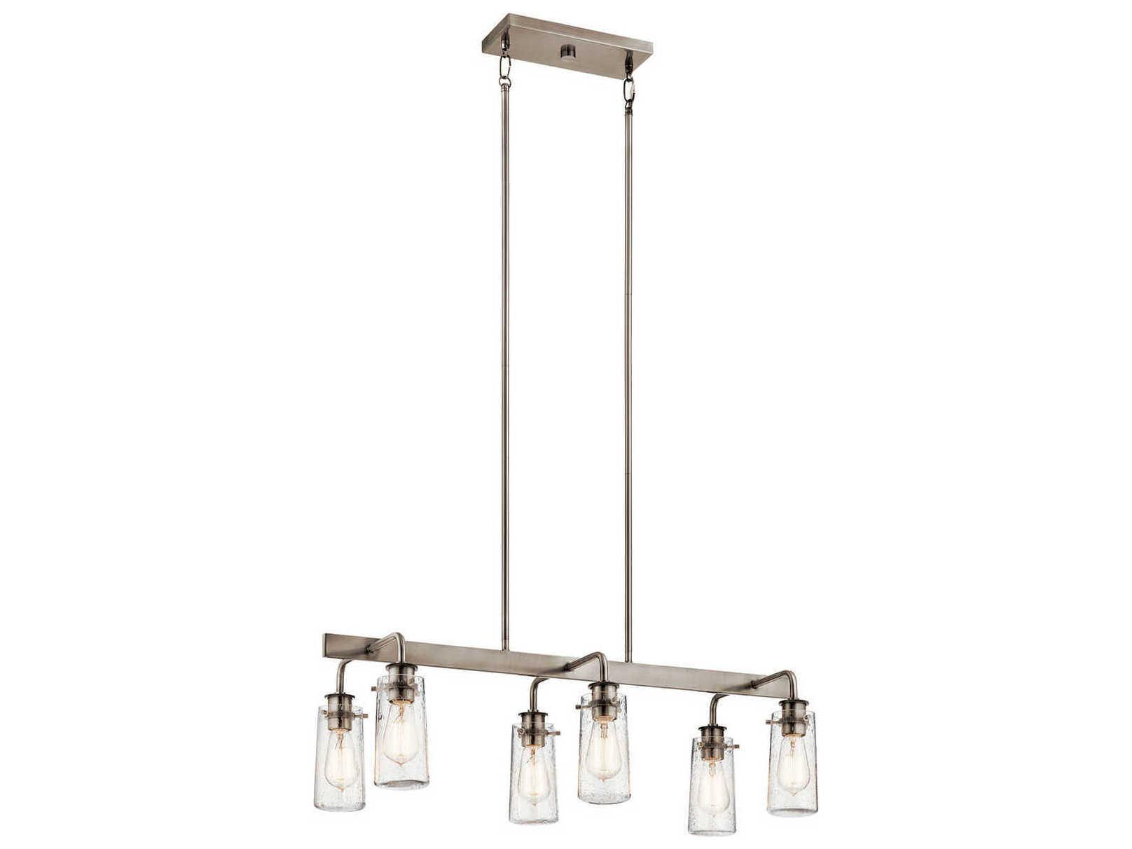 Kichler Braelyn 6-Light Classic Pewter Glass Cylinder Island Pendant