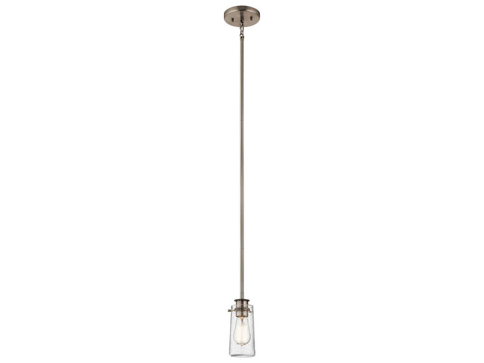 Kichler Braelyn 1-Light Classic Pewter Glass Cylinder Mini Pendant