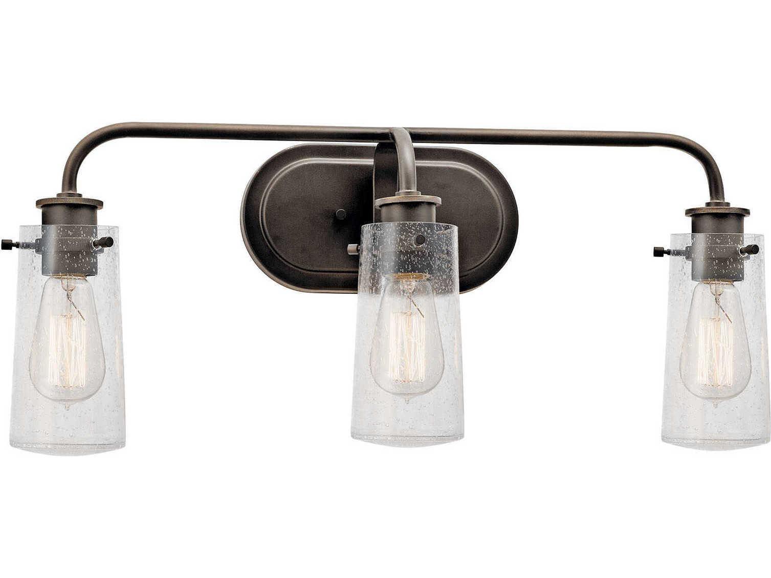 Kichler Braelyn 3-Light Olde Bronze Glass Vanity Light