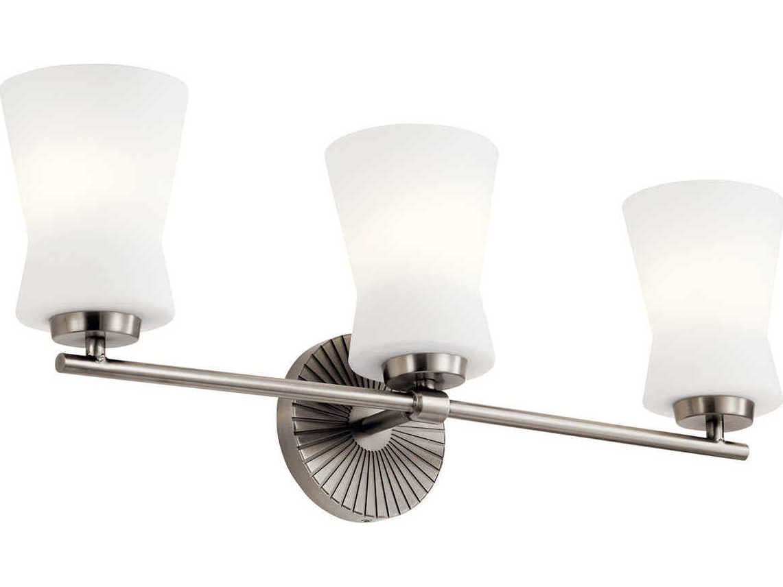 Kichler Brianne 3-Light Classic Pewter Glass Vanity Light