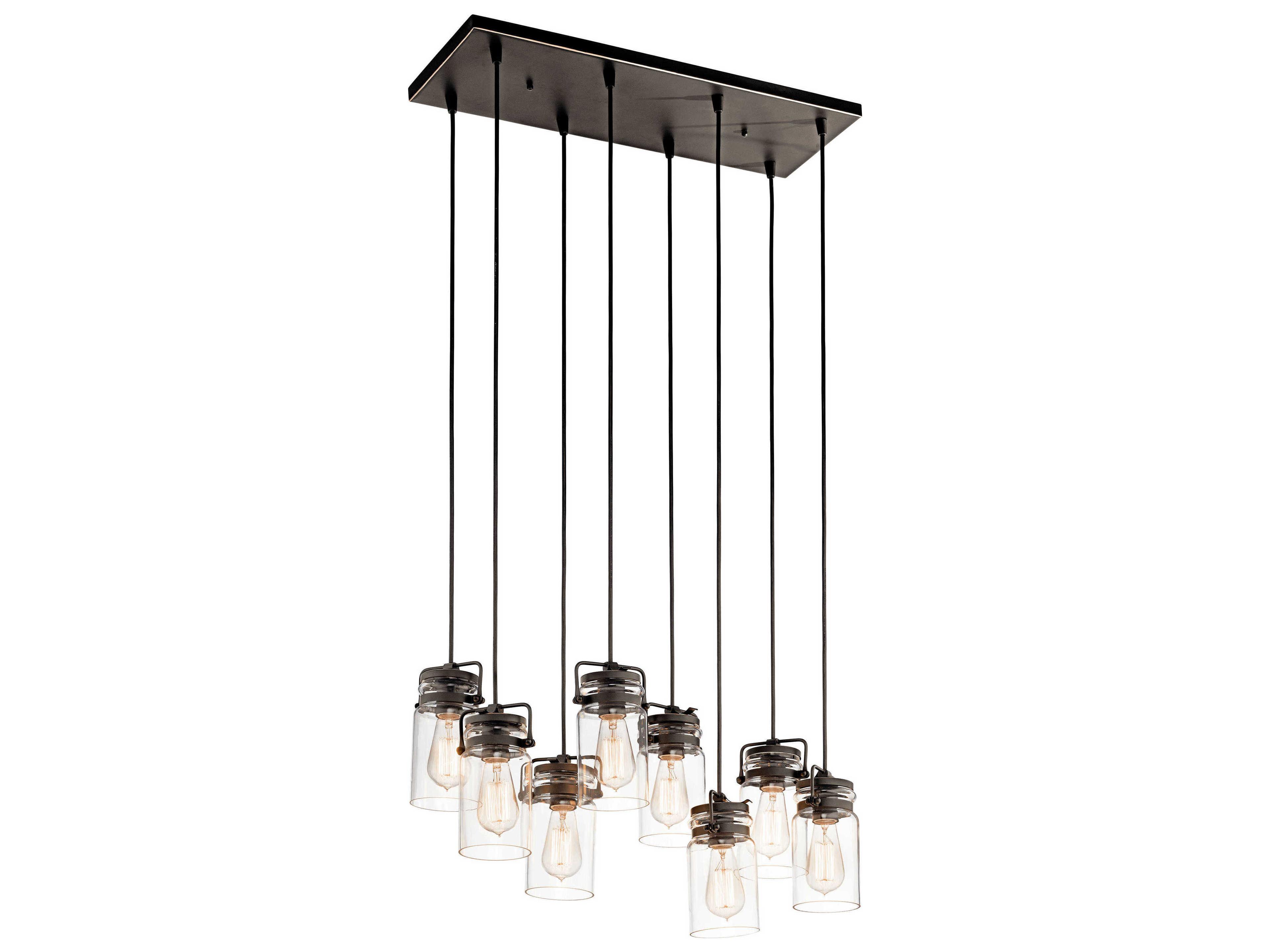 Kichler Brinley 8-Light Olde Bronze Glass Cylinder Linear Island Pendant