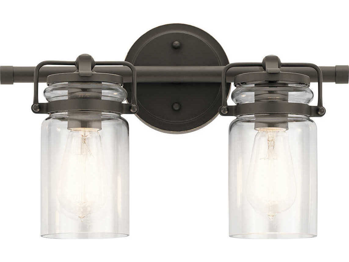 Kichler Brinley 2-Light Olde Bronze Glass Vanity Light
