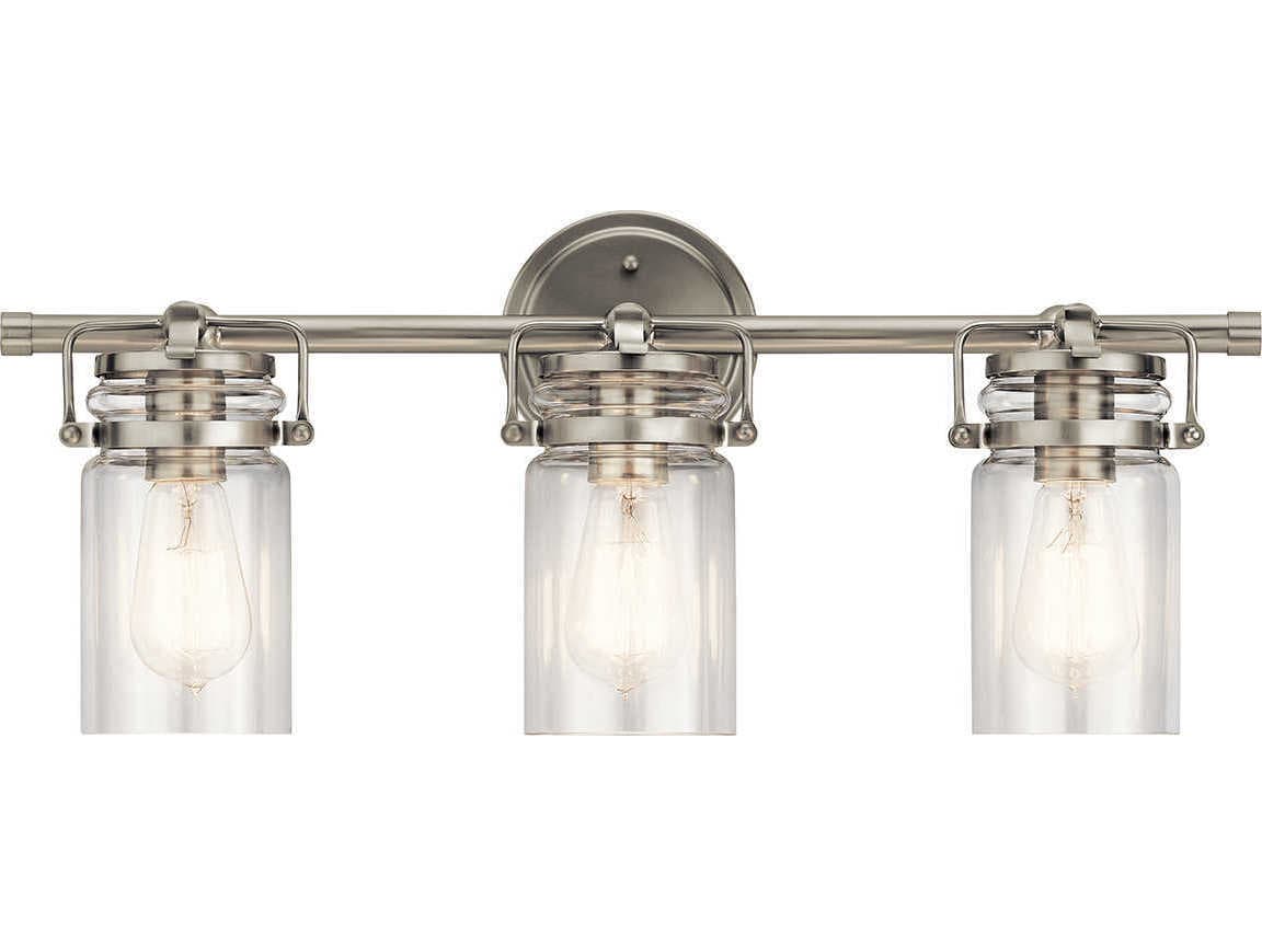 Kichler Brinley 3-Light Brushed Nickel Glass Vanity Light