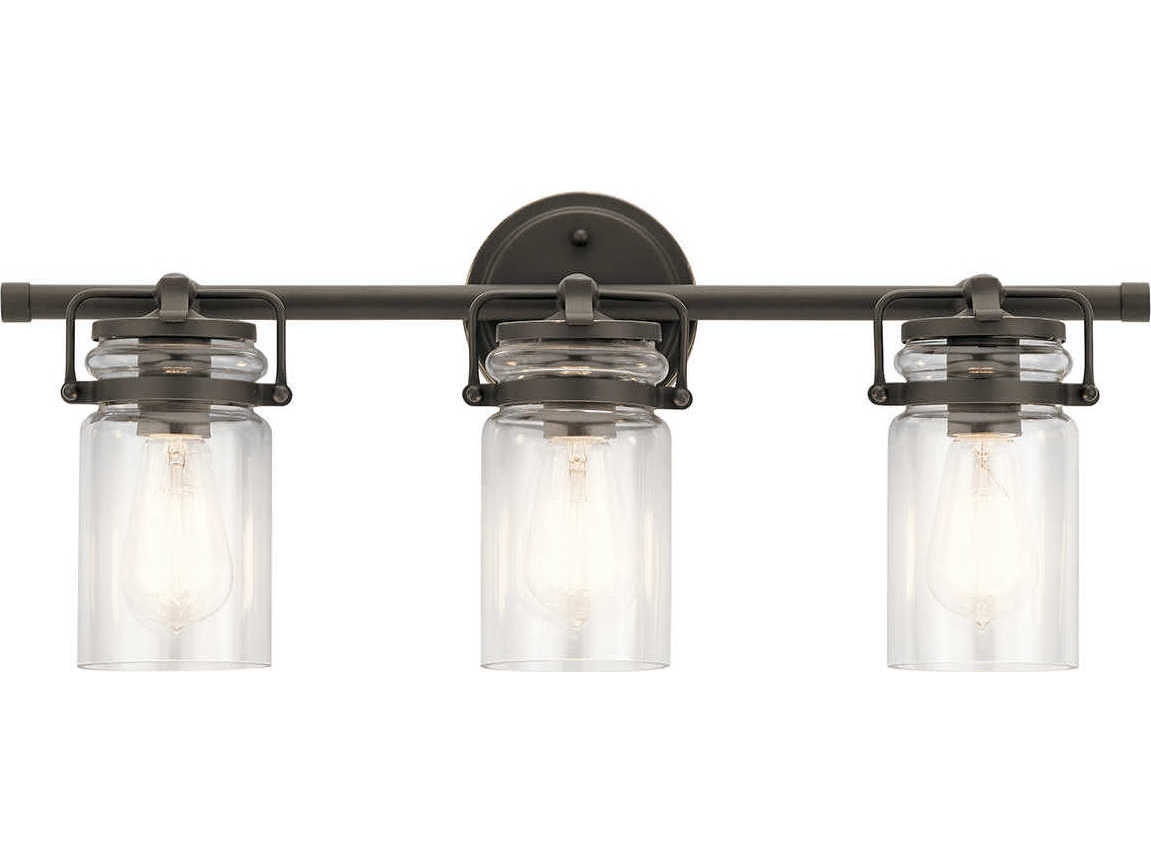 Kichler Brinley 3-Light Olde Bronze Glass Vanity Light