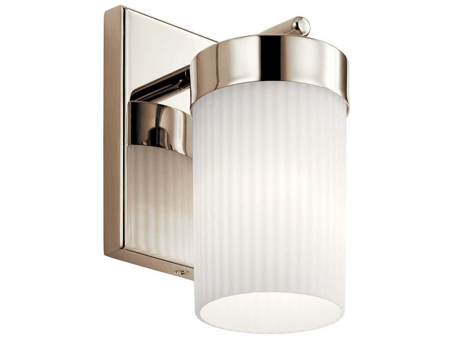 Kichler Ciona 1-Light Polished Nickel Glass Wall Sconce