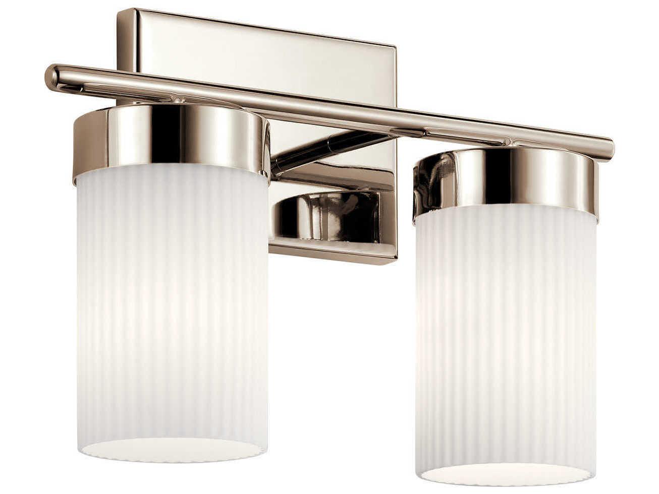 Kichler Ciona 2-Light Polished Nickel Glass Vanity Light