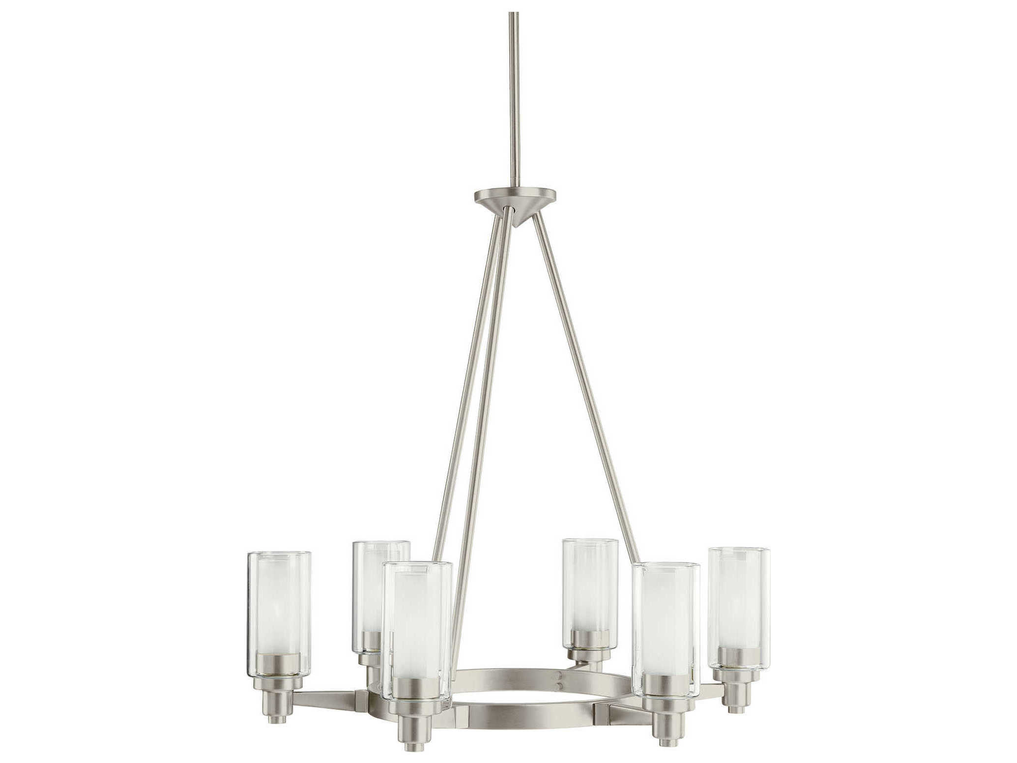 Kichler Circolo 6-Light Brushed Nickel Glass Cylinder Chandelier