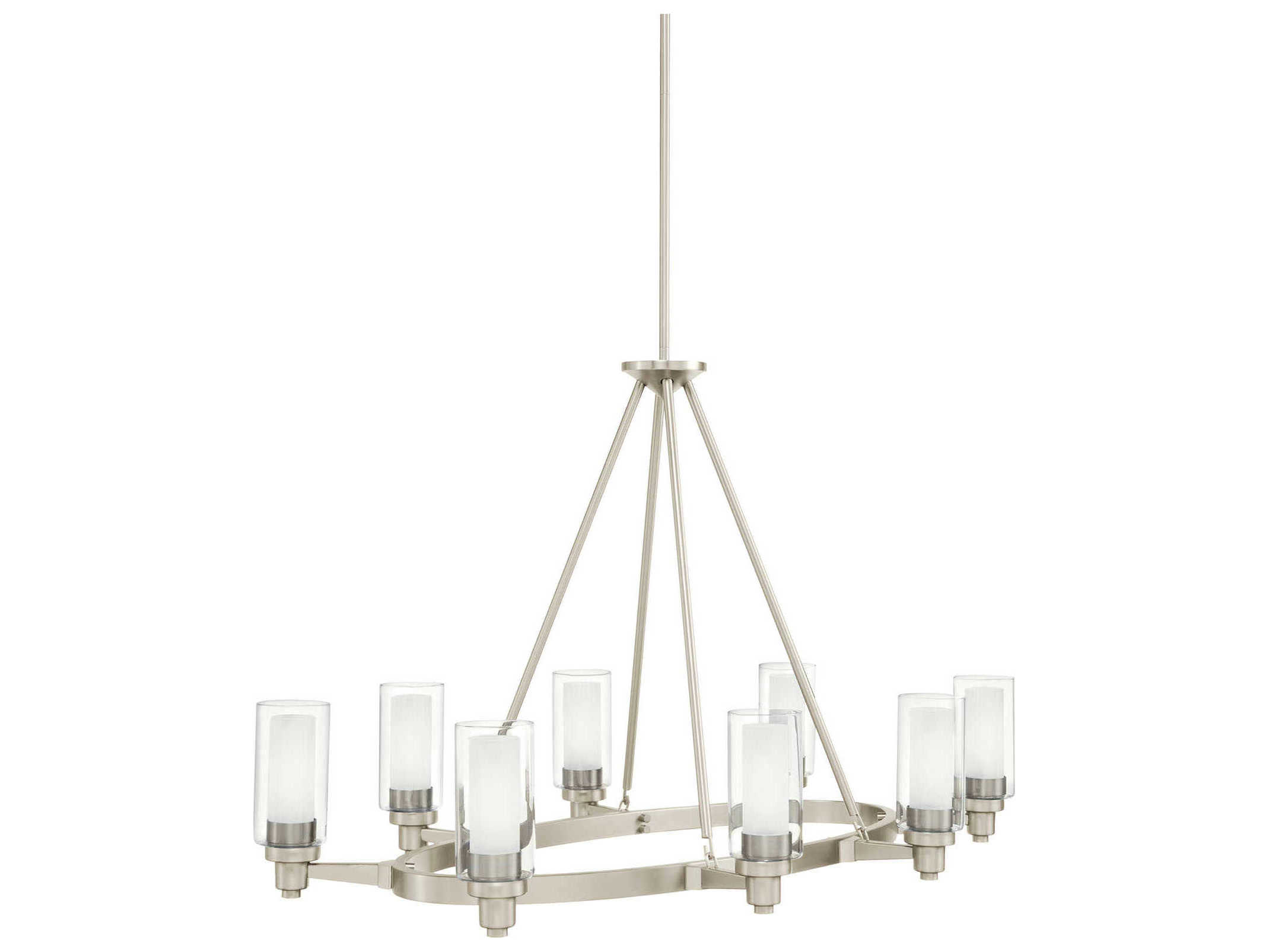 Kichler Circolo 8-Light Brushed Nickel Glass Cylinder Island Pendant