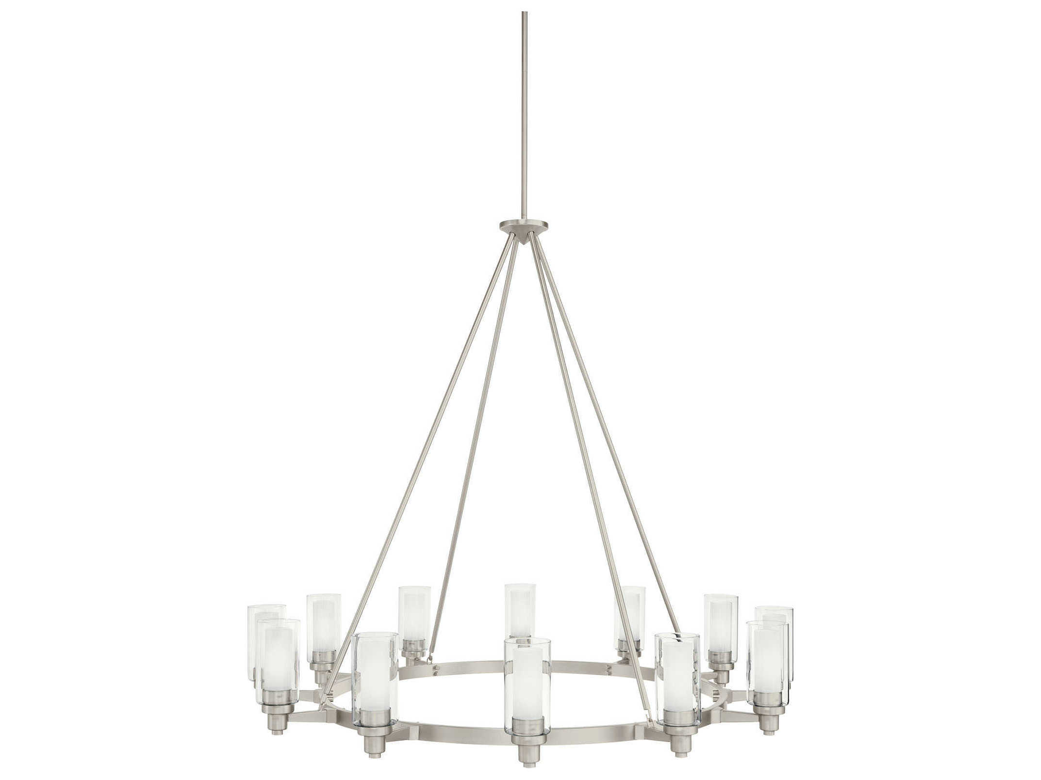 Kichler Circolo 12-Light Brushed Nickel Glass Cylinder Chandelier