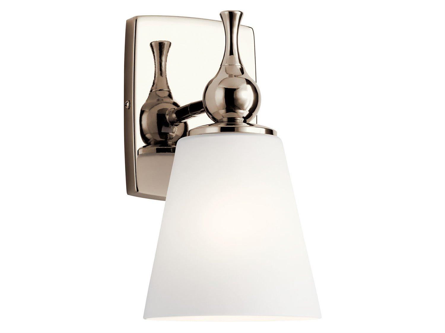 Kichler Cosabella 1-Light Polished Nickel Glass Wall Sconce