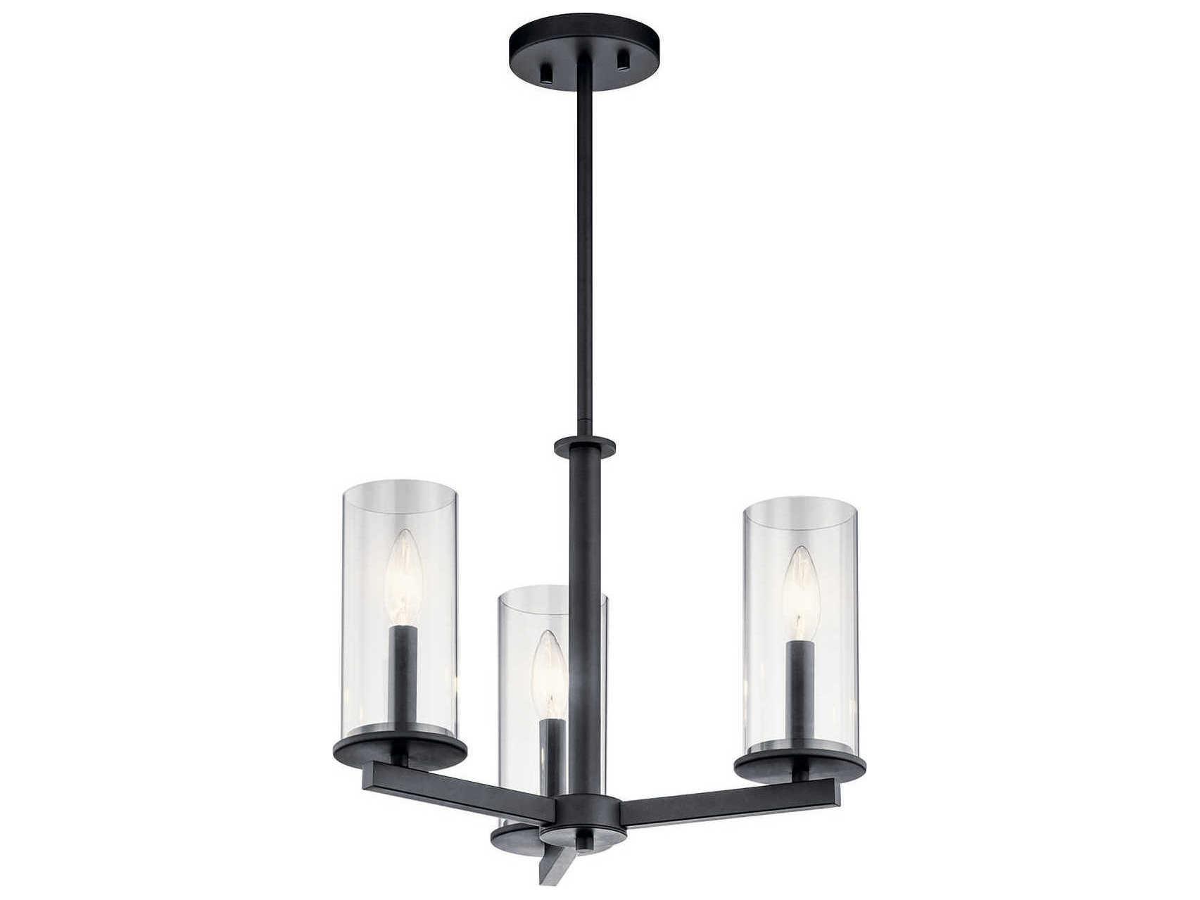 Kichler Crosby 3-Light Black Glass Cylinder Pendant