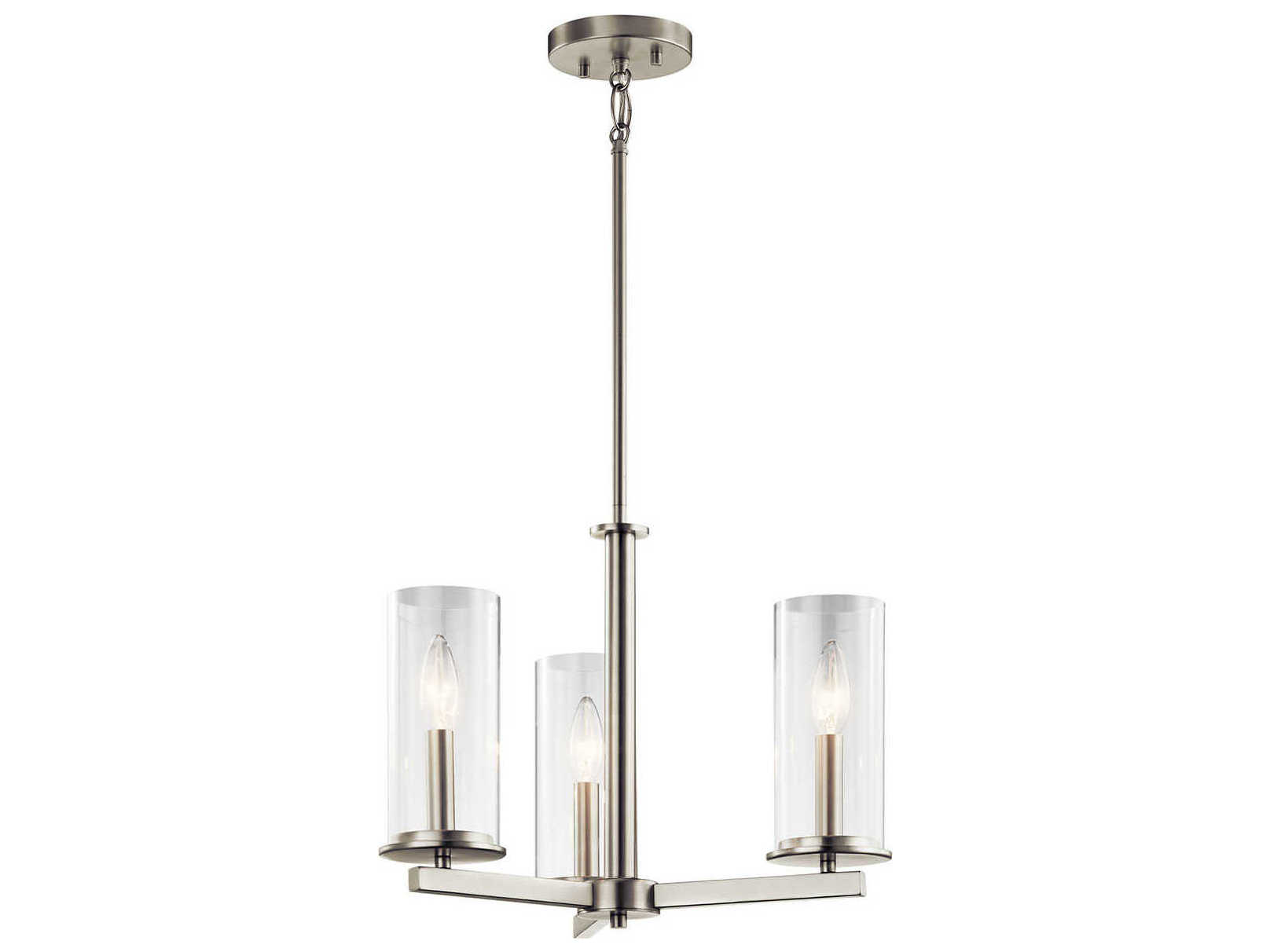 Kichler Crosby 3-Light Brushed Nickel Glass Cylinder Pendant