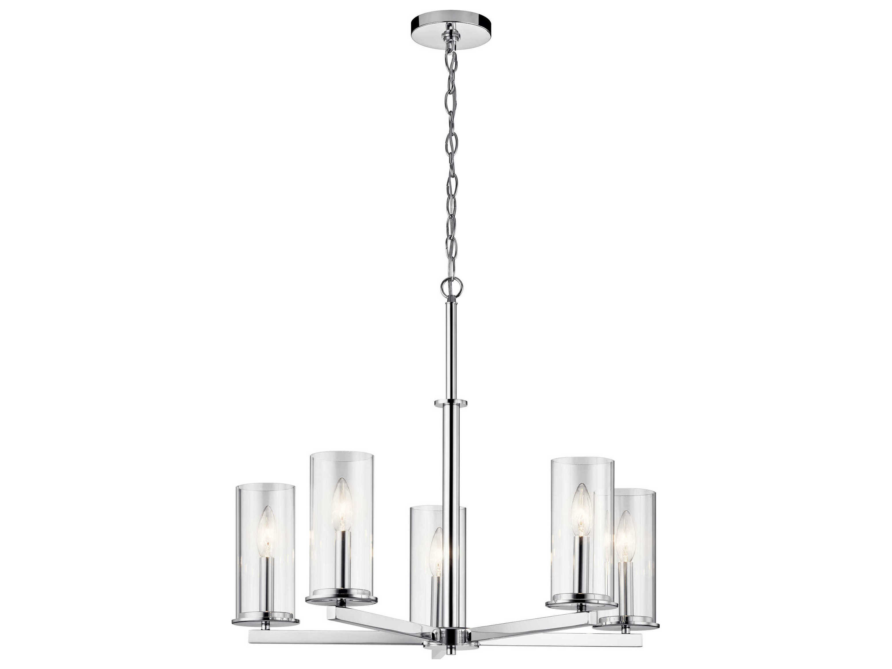 Kichler Crosby 5-Light Chrome Glass Candelabra Cylinder Linear Chandelier