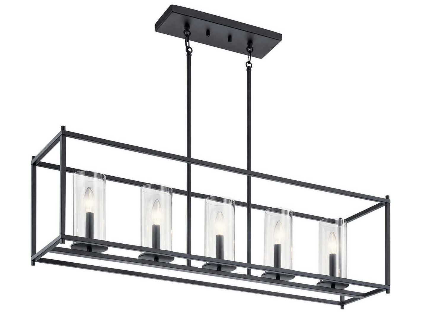 Kichler Crosby 5-Light Black Glass Cylinder Island Pendant