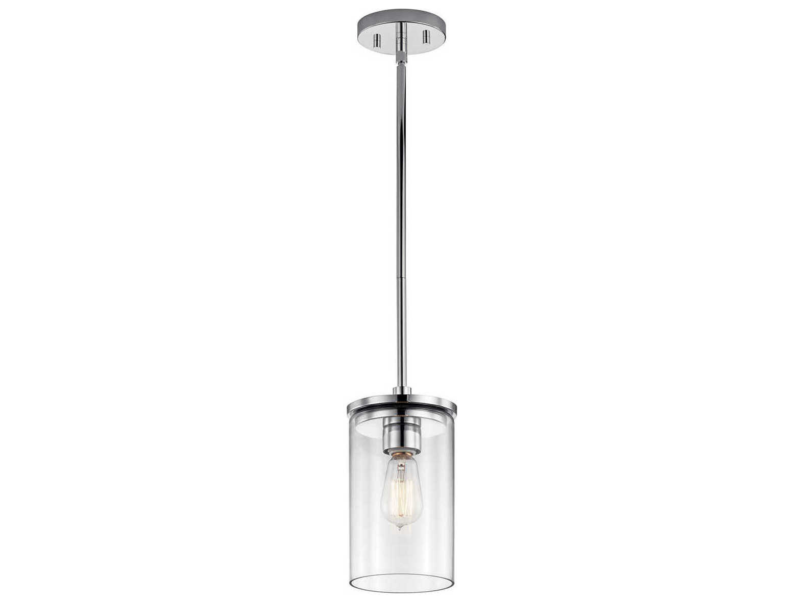 Kichler Crosby 1-Light Chrome Glass Cylinder Mini Pendant