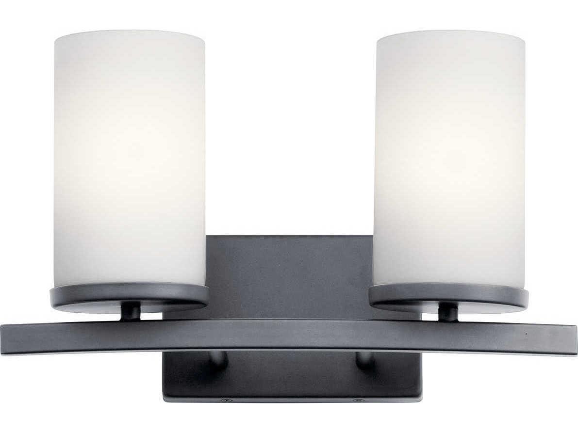 Kichler Crosby 2-Light Black Glass Vanity Light