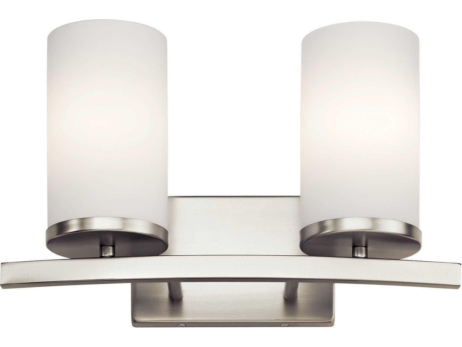 Kichler Crosby 2-Light Brushed Nickel Glass Vanity Light