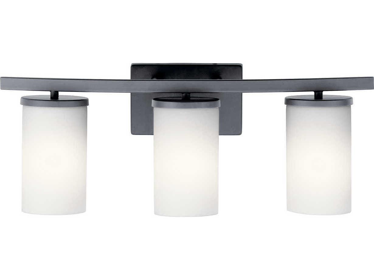 Kichler Crosby 3-Light Black Glass Vanity Light