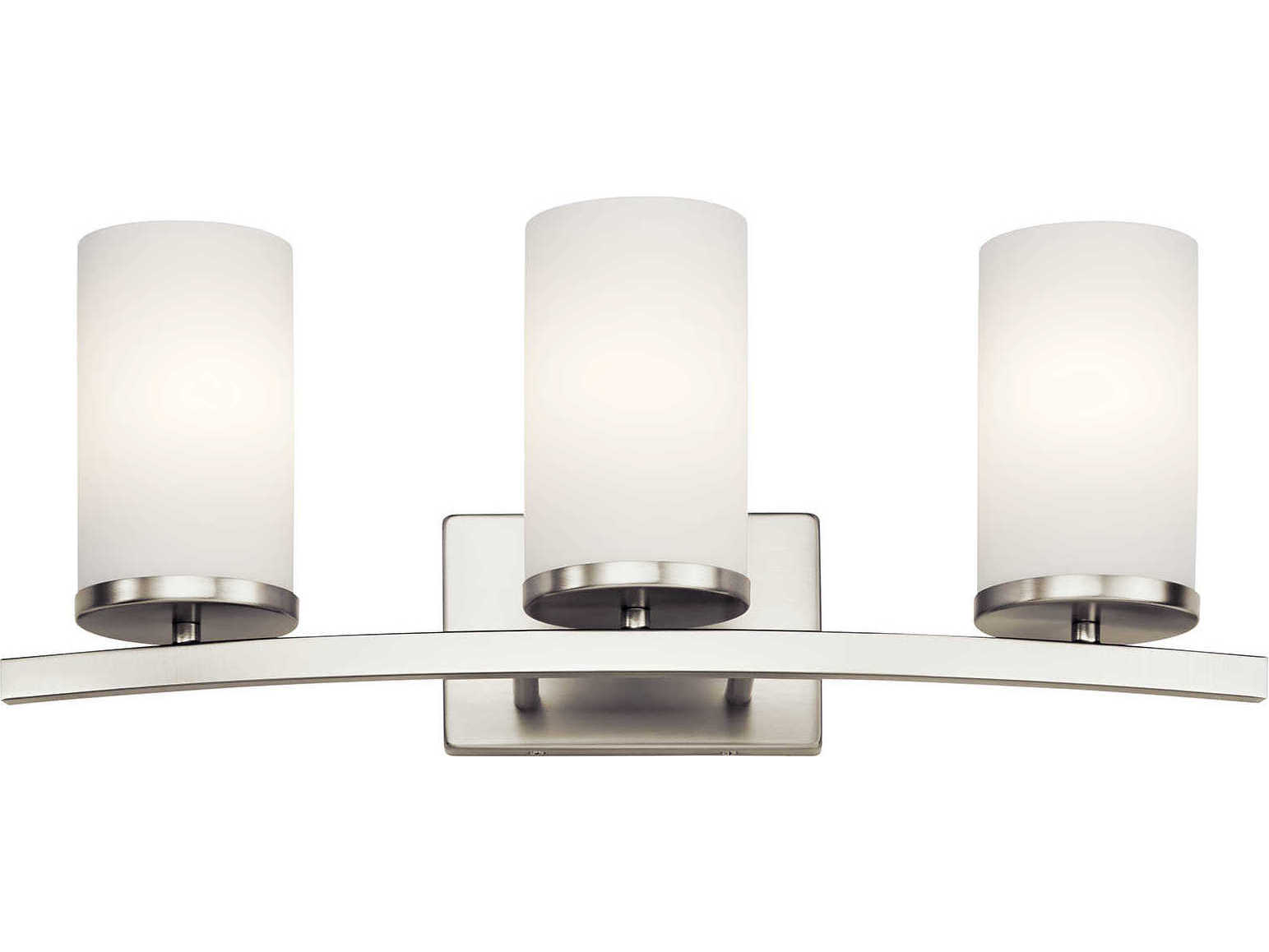 Kichler Crosby 3-Light Brushed Nickel Glass Vanity Light