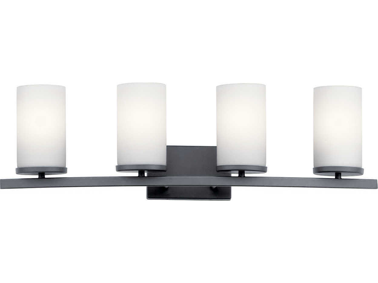 Kichler Crosby 4-Light Black Glass Vanity Light