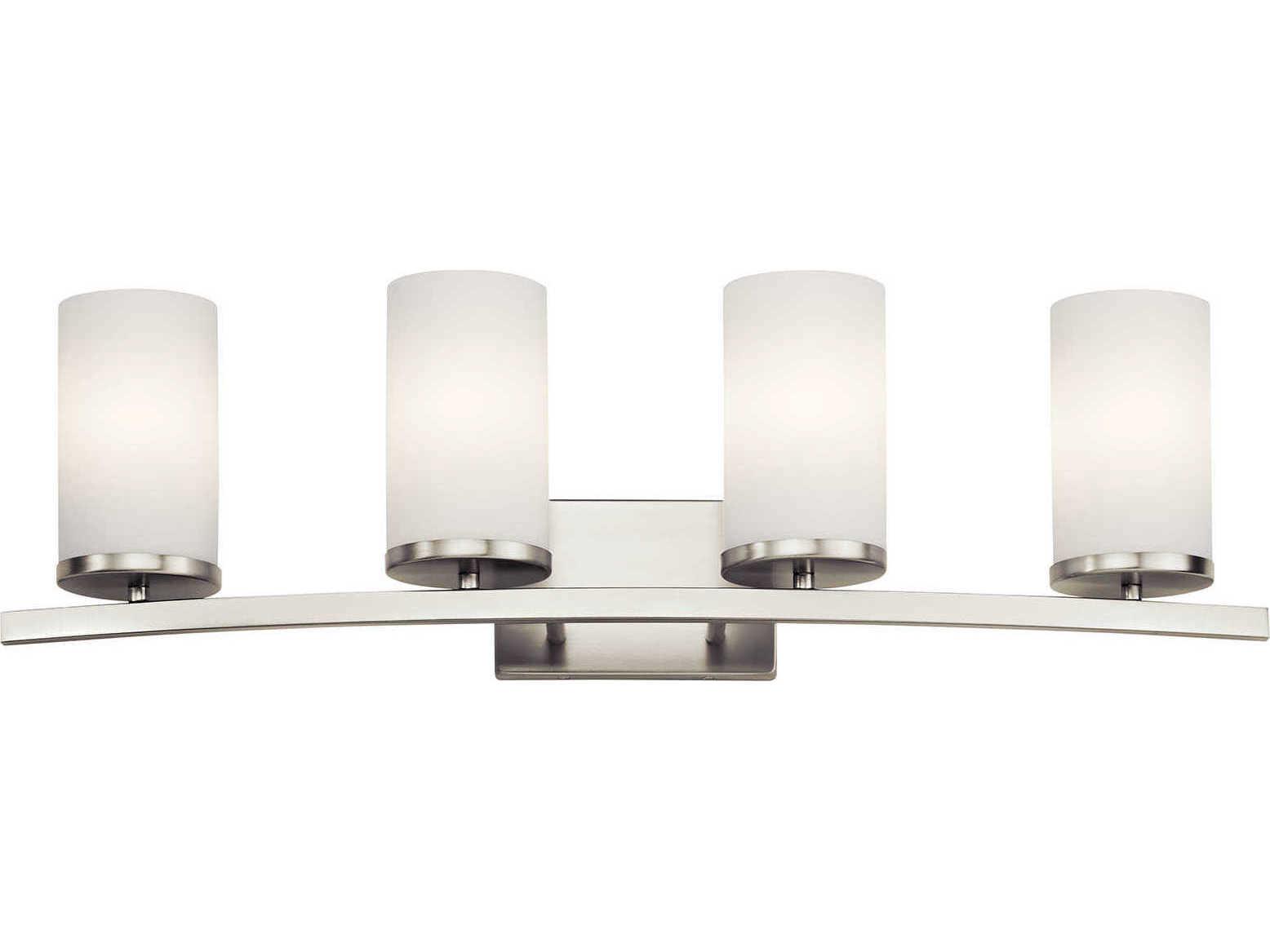 Kichler Crosby 4-Light Brushed Nickel Chrome Glass Vanity Light