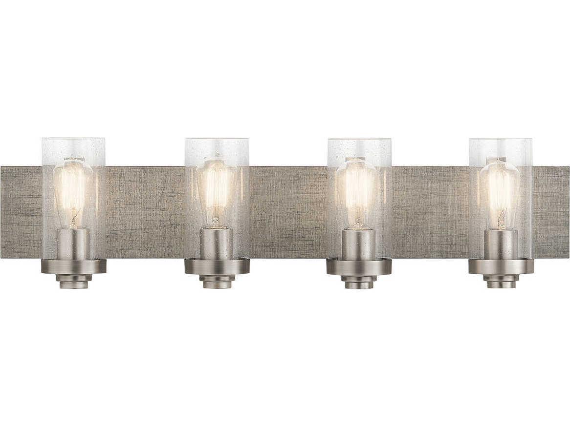 Kichler Dalwood 4-Light Classic Pewter Brown Glass Vanity Light