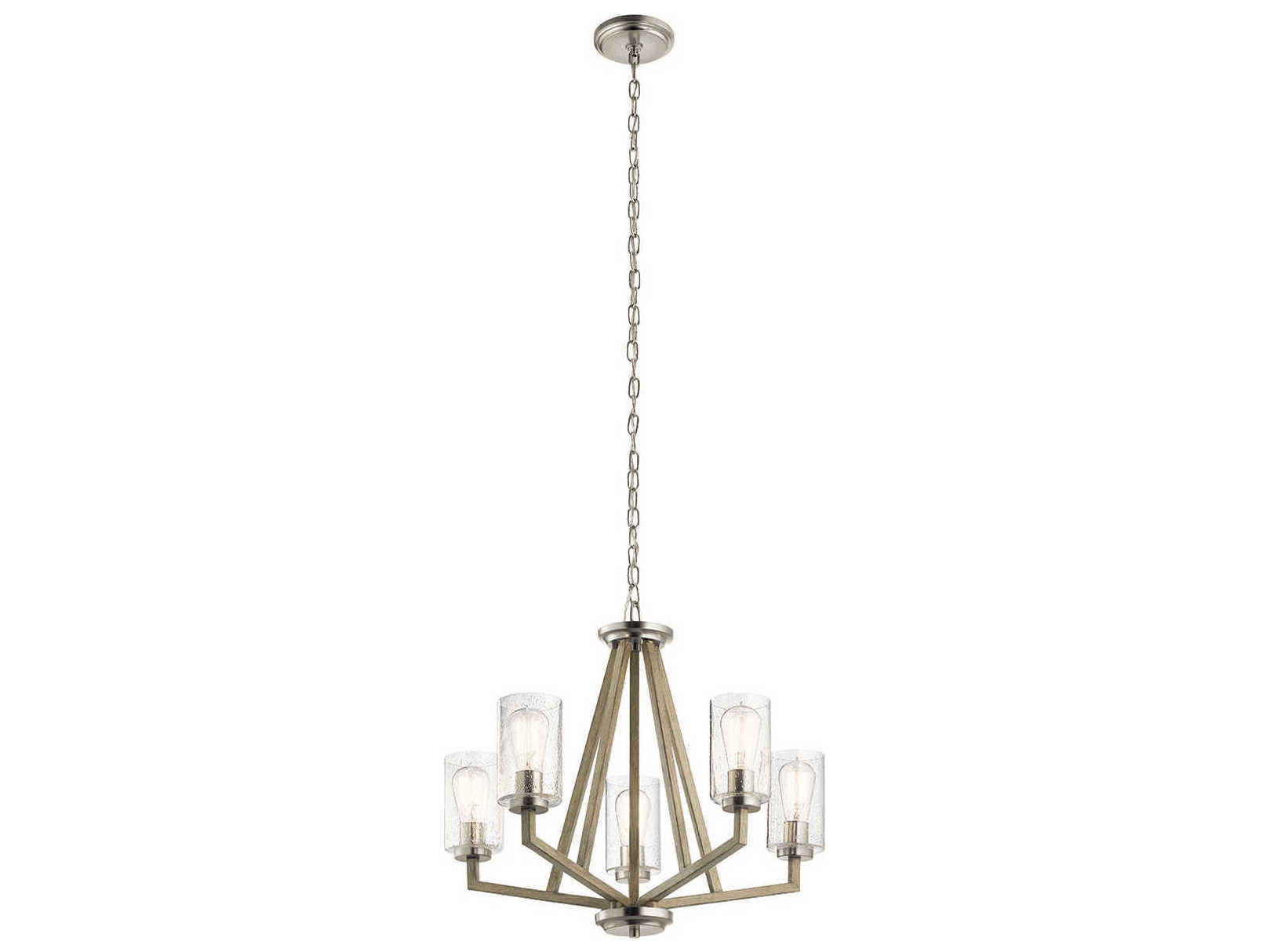 Kichler Deryn 5-Light Distressed Antique Gray Glass Cylinder Geometric Chandelier