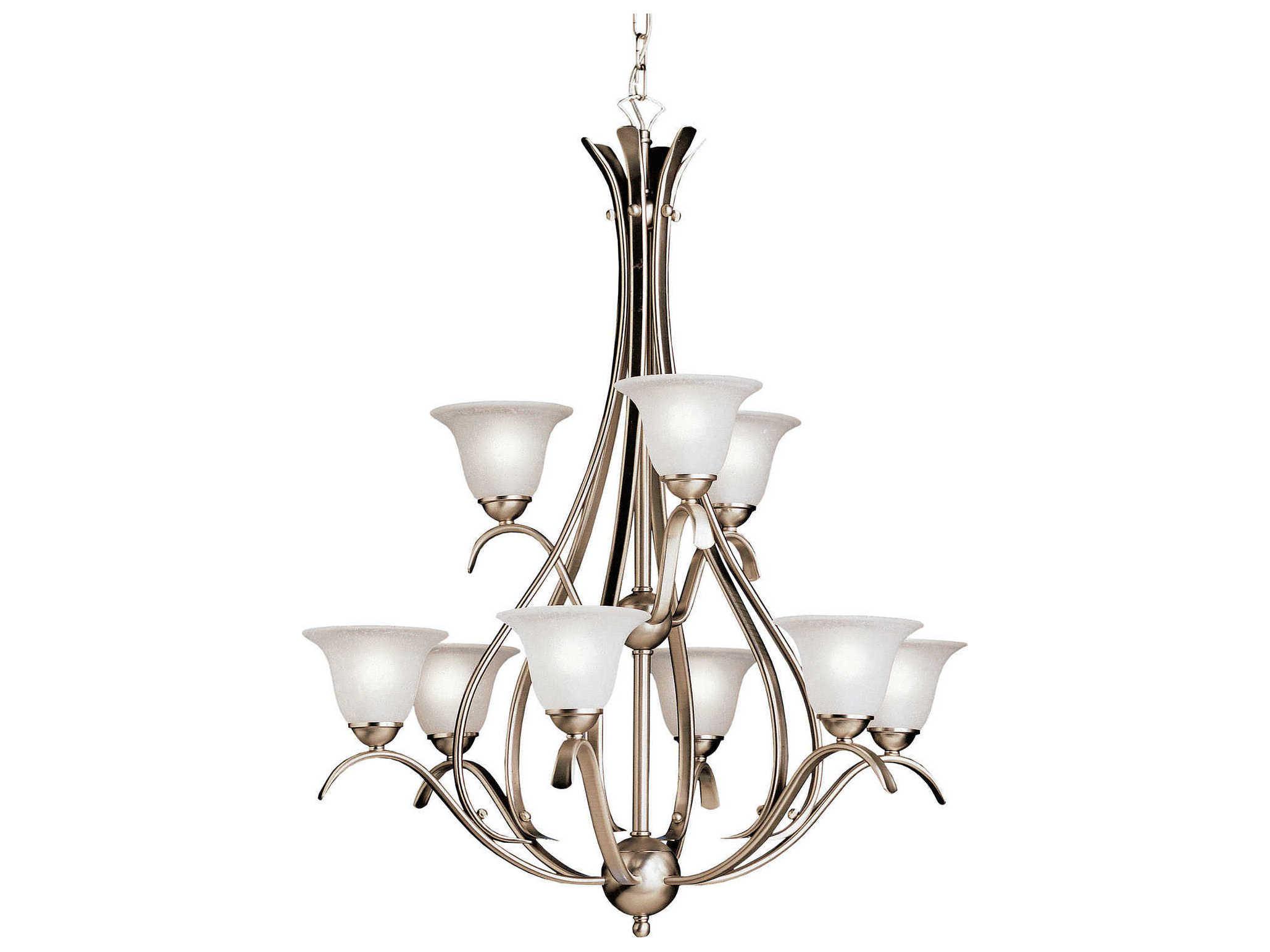 Kichler Dover 9-Light Brushed Nickel Glass Bell Candelabra Chandelier
